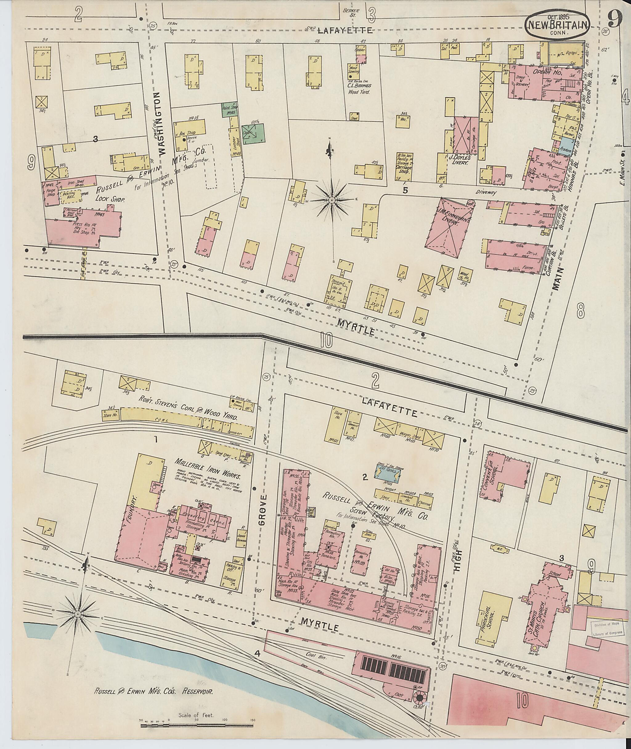 This old map of New Britain, Hartford County, Connecticut was created by Sanborn Map Company in 1895