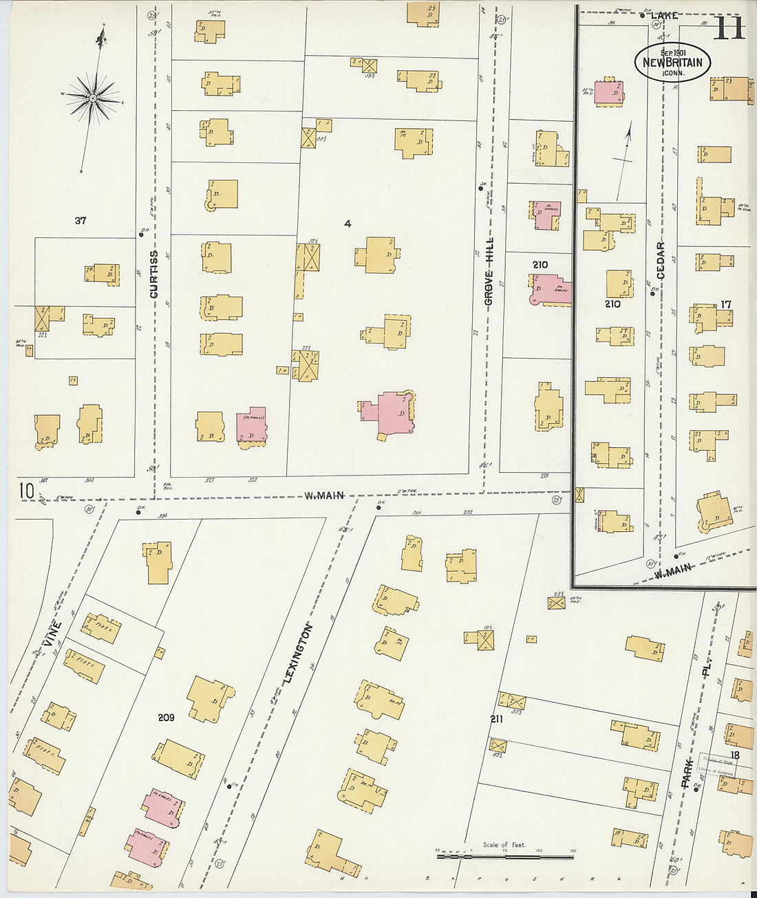 This old map of New Britain, Hartford County, Connecticut was created by Sanborn Map Company in 1901