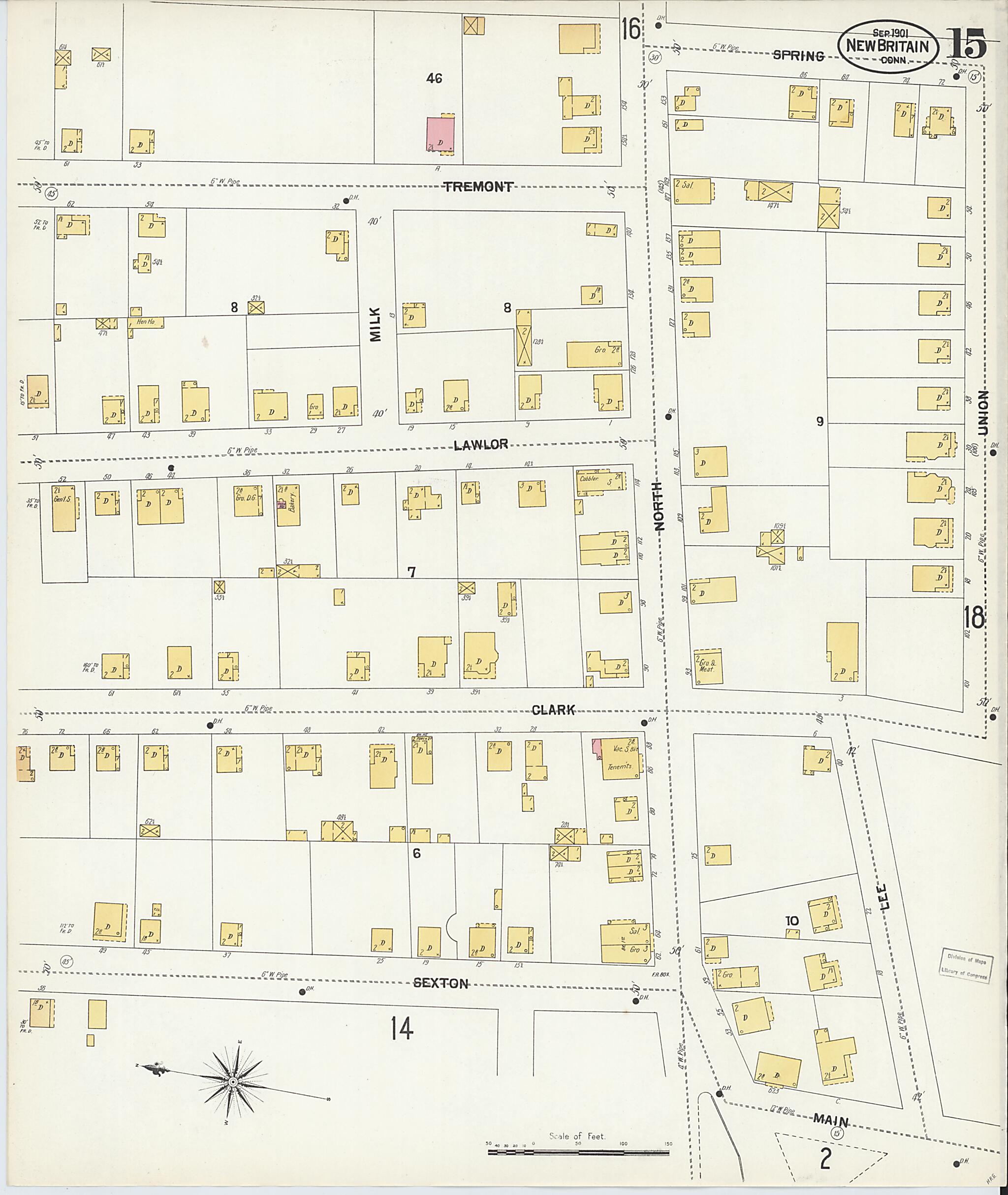 This old map of New Britain, Hartford County, Connecticut was created by Sanborn Map Company in 1901