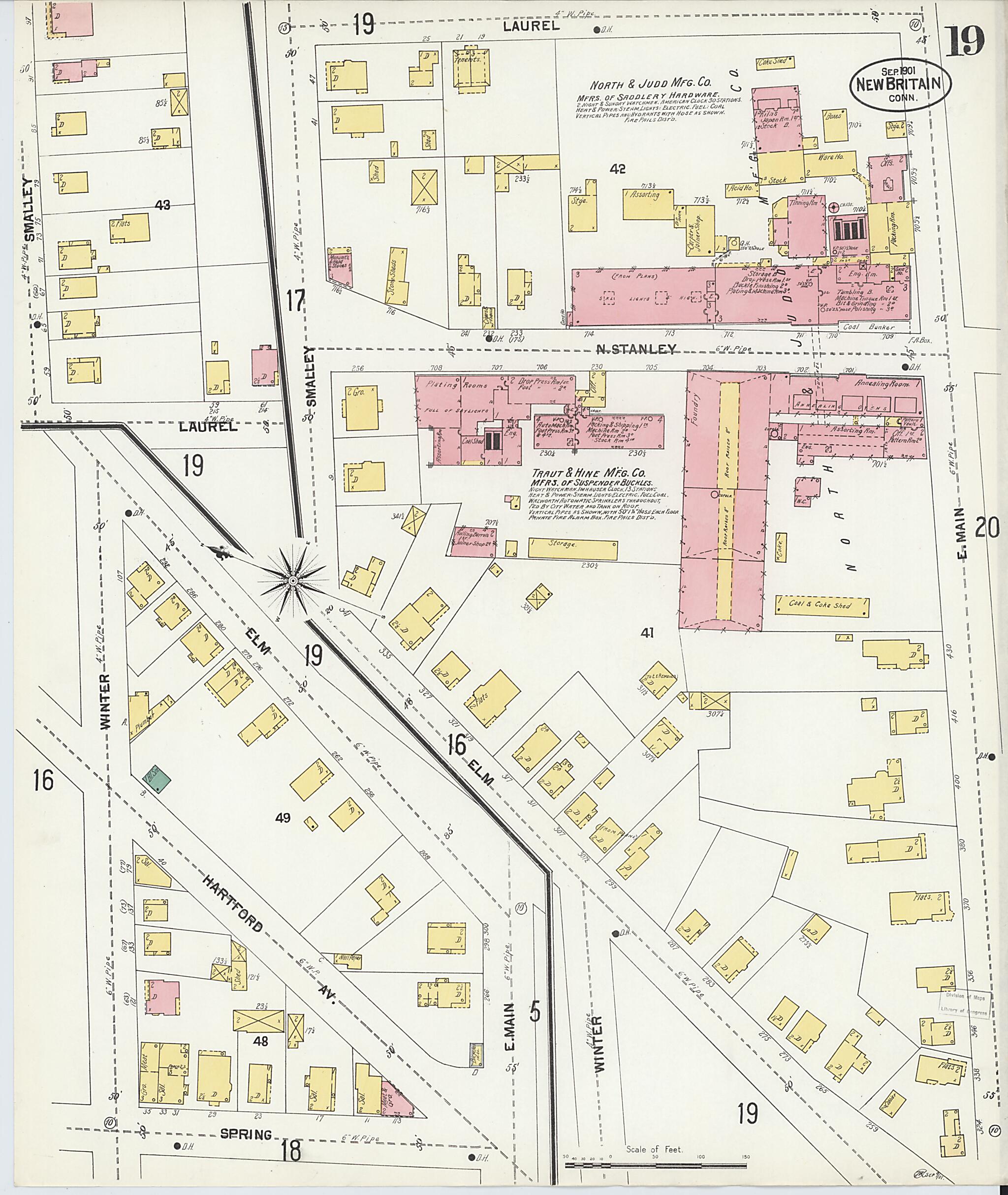 This old map of New Britain, Hartford County, Connecticut was created by Sanborn Map Company in 1901