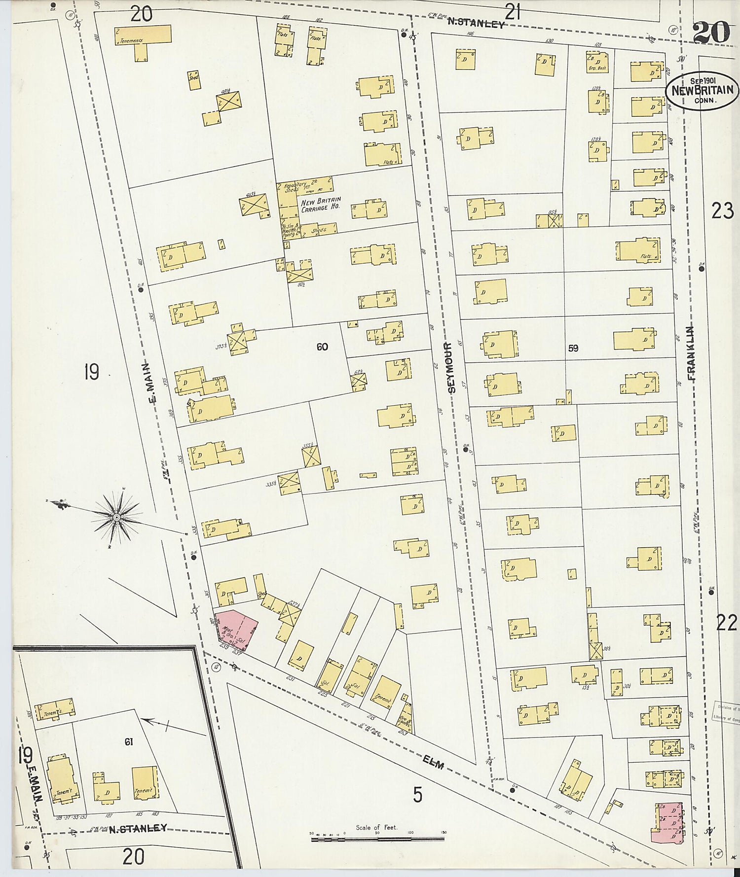 This old map of New Britain, Hartford County, Connecticut was created by Sanborn Map Company in 1901