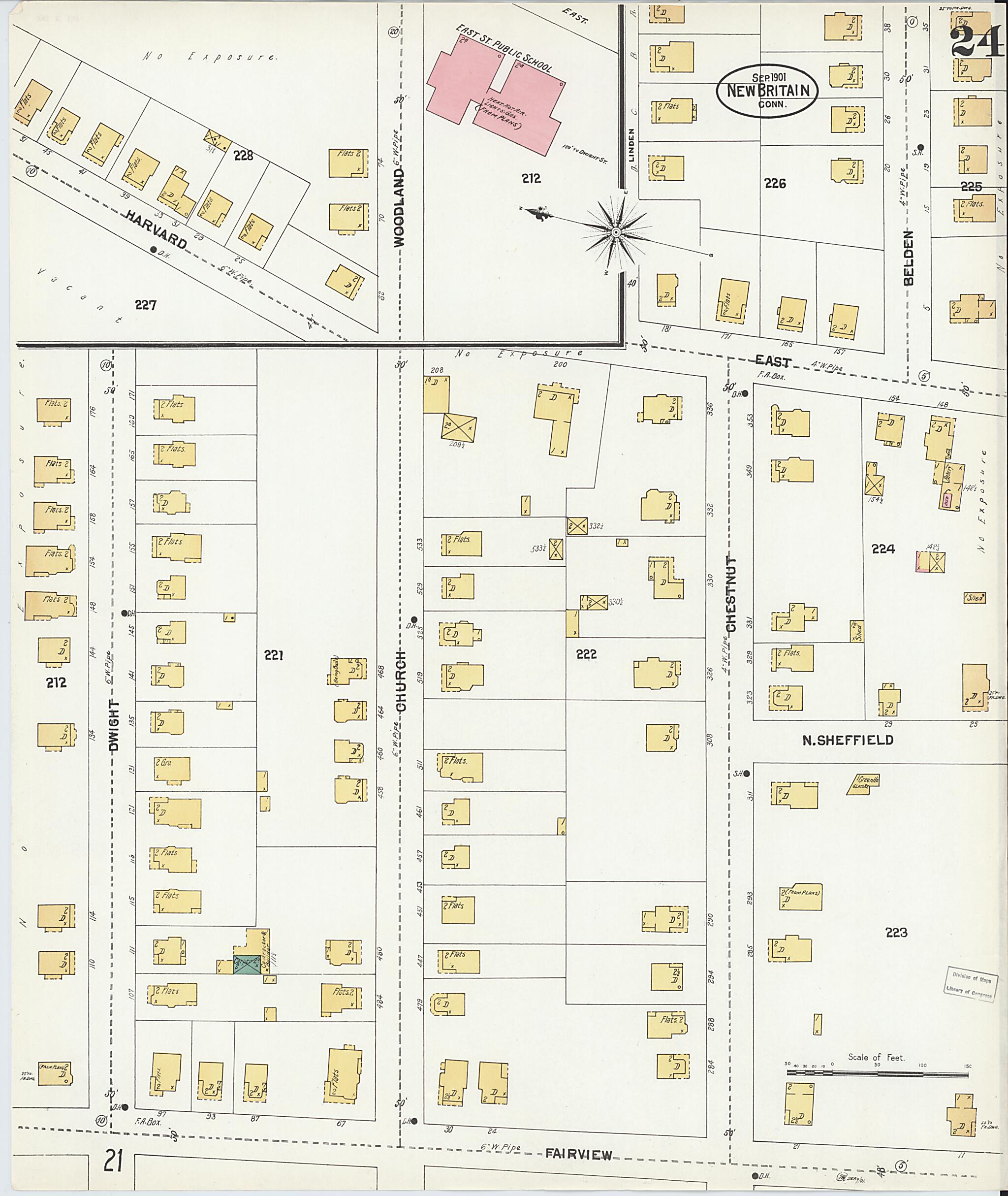 This old map of New Britain, Hartford County, Connecticut was created by Sanborn Map Company in 1901