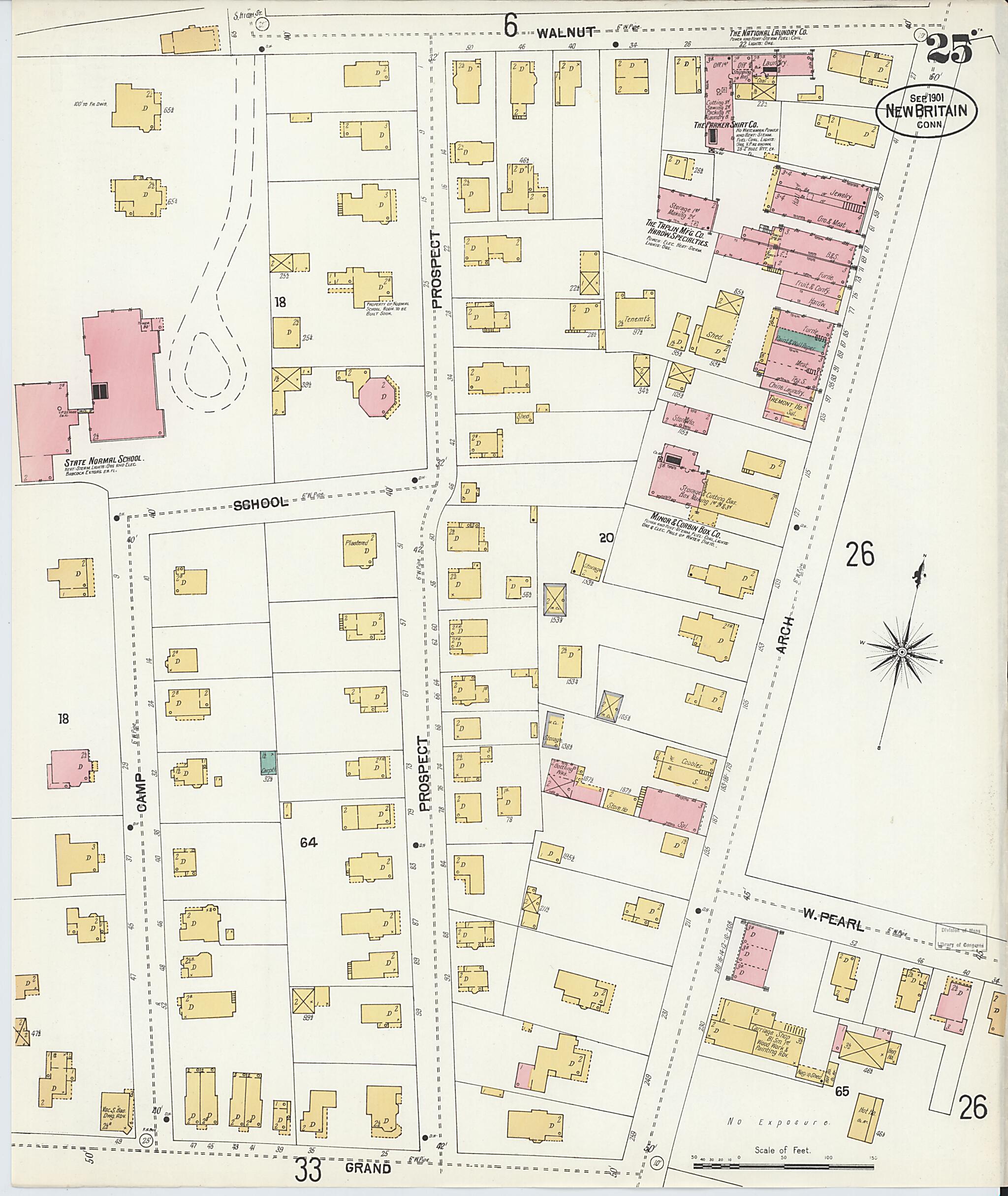 This old map of New Britain, Hartford County, Connecticut was created by Sanborn Map Company in 1901