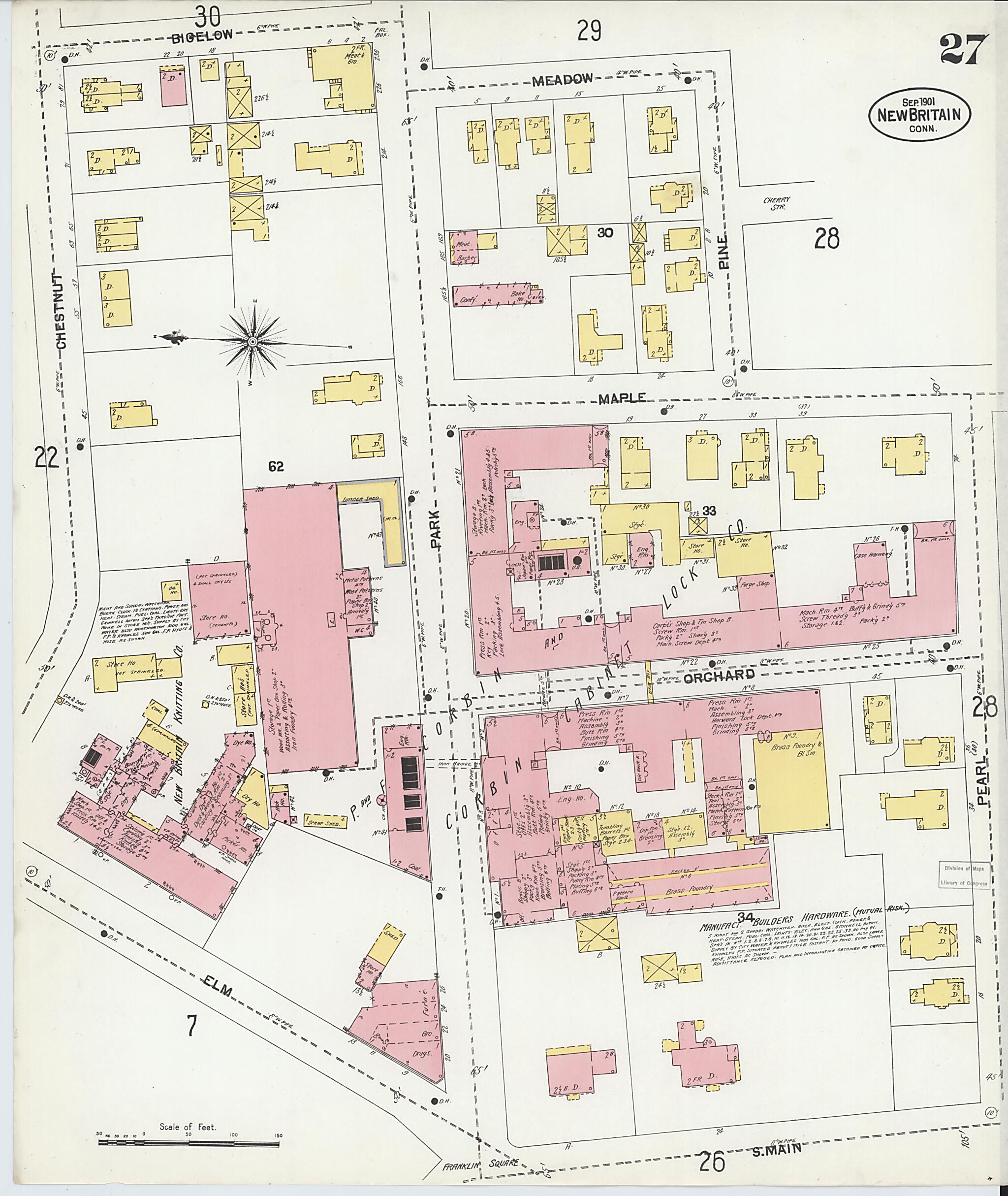 This old map of New Britain, Hartford County, Connecticut was created by Sanborn Map Company in 1901