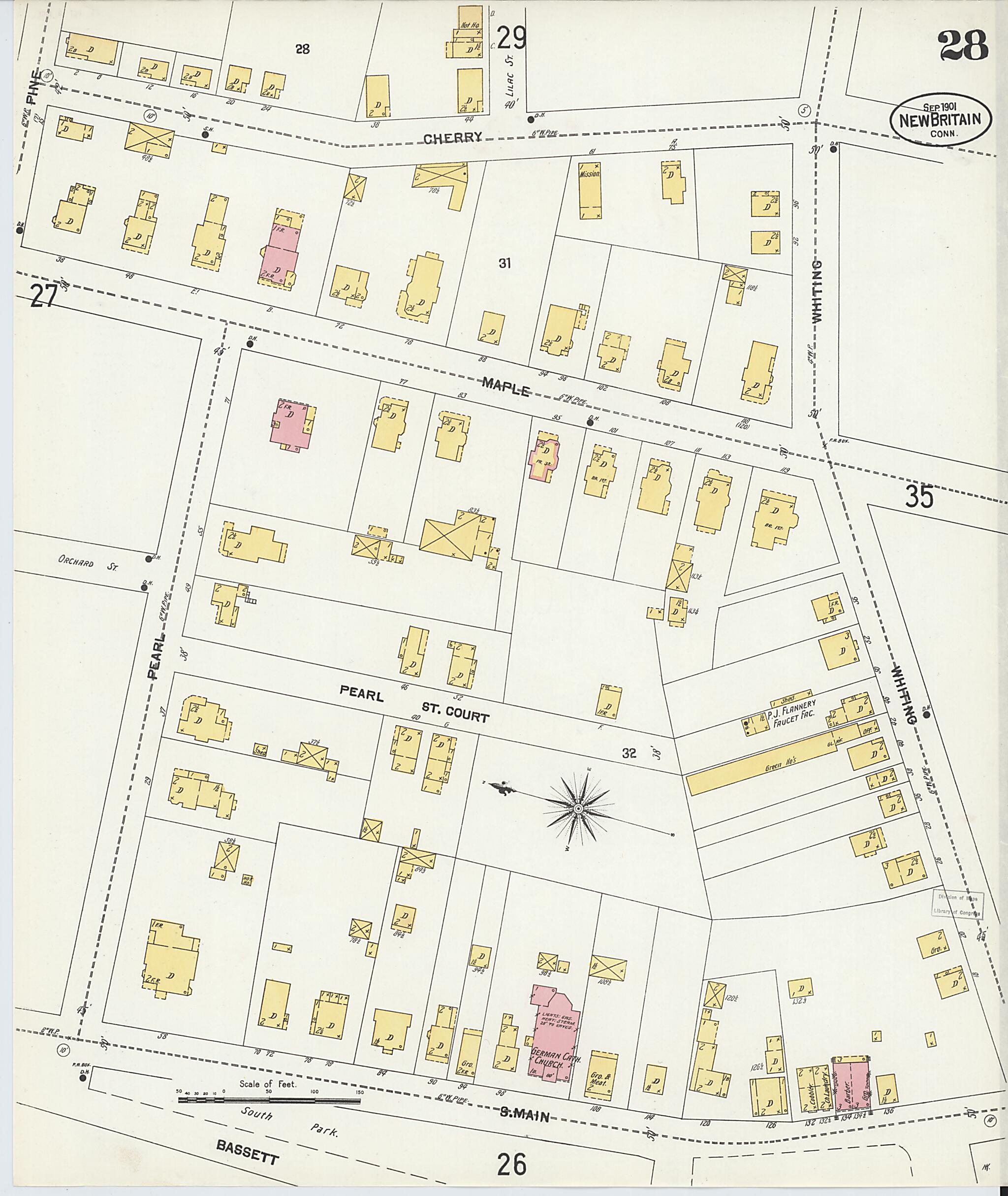 This old map of New Britain, Hartford County, Connecticut was created by Sanborn Map Company in 1901
