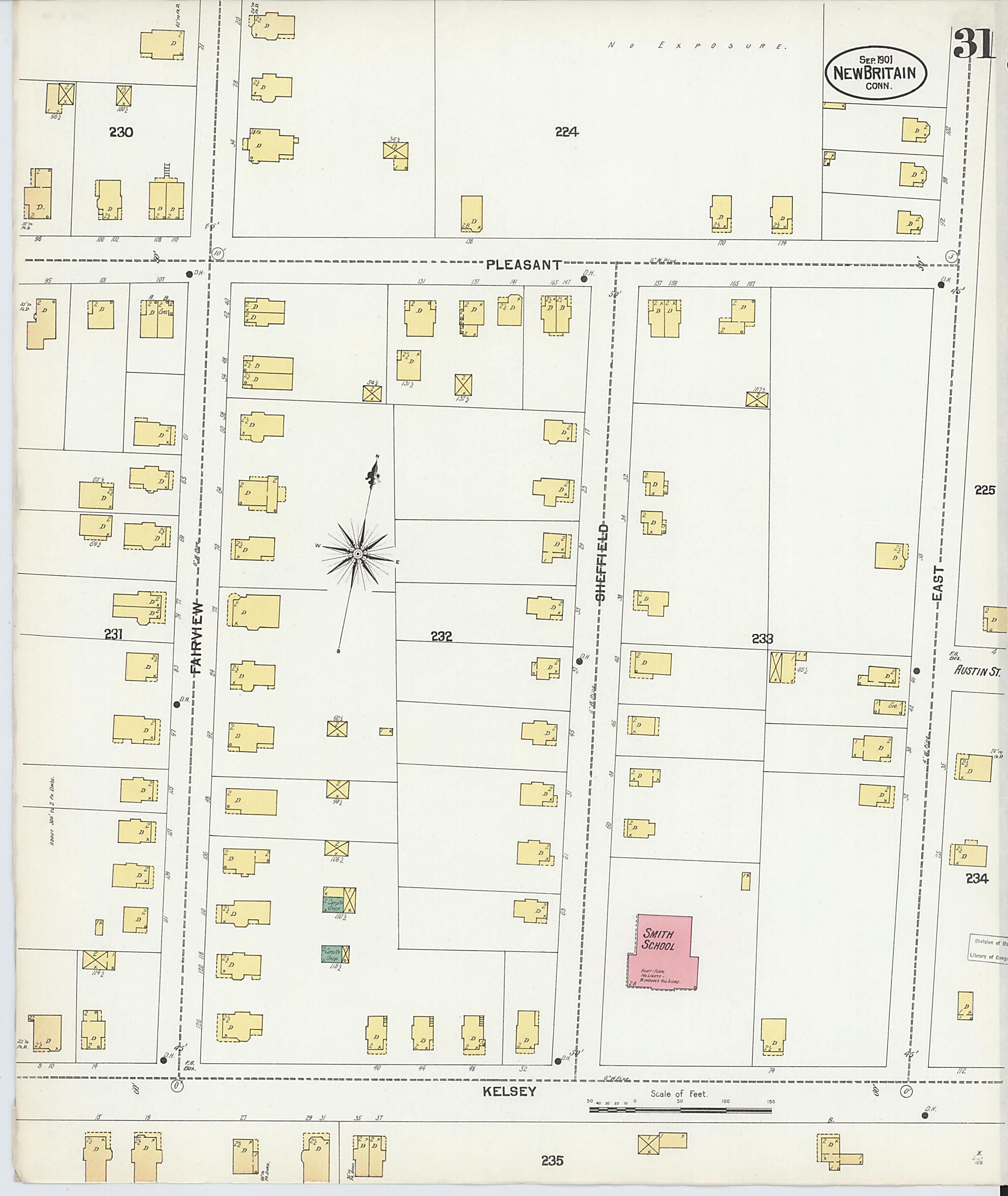 This old map of New Britain, Hartford County, Connecticut was created by Sanborn Map Company in 1901