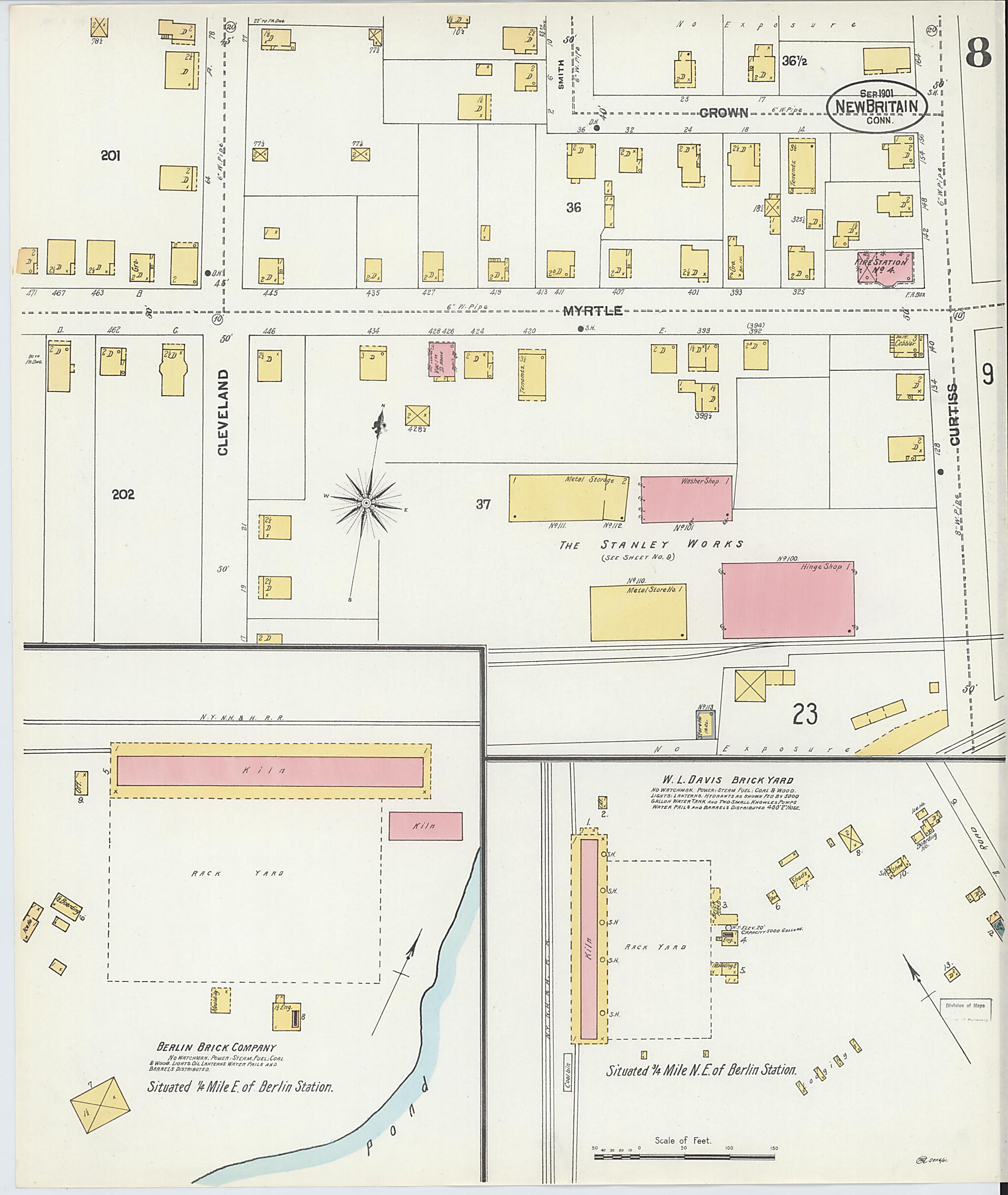 This old map of New Britain, Hartford County, Connecticut was created by Sanborn Map Company in 1901