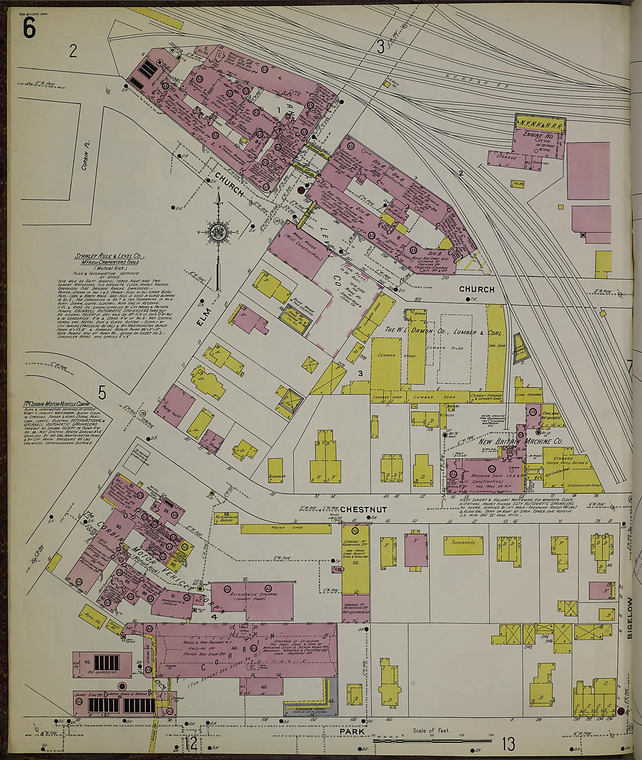 This old map of New Britain, Hartford County, Connecticut was created by Sanborn Map Company in 1909