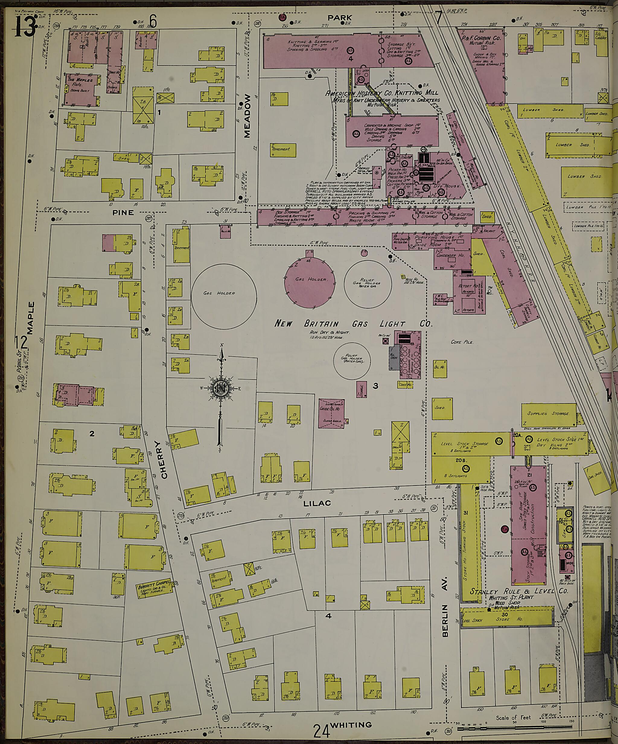 This old map of New Britain, Hartford County, Connecticut was created by Sanborn Map Company in 1909