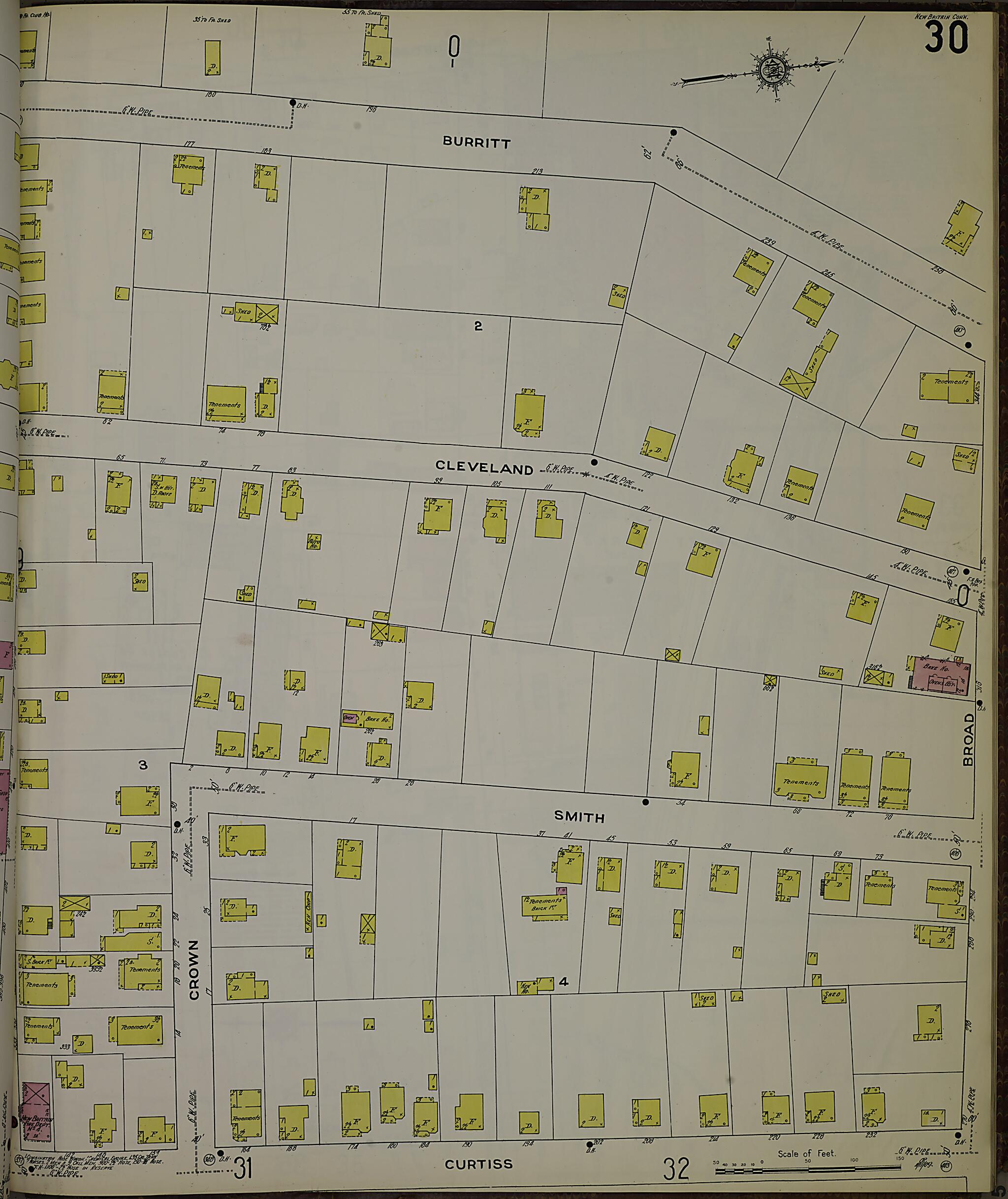 This old map of New Britain, Hartford County, Connecticut was created by Sanborn Map Company in 1909