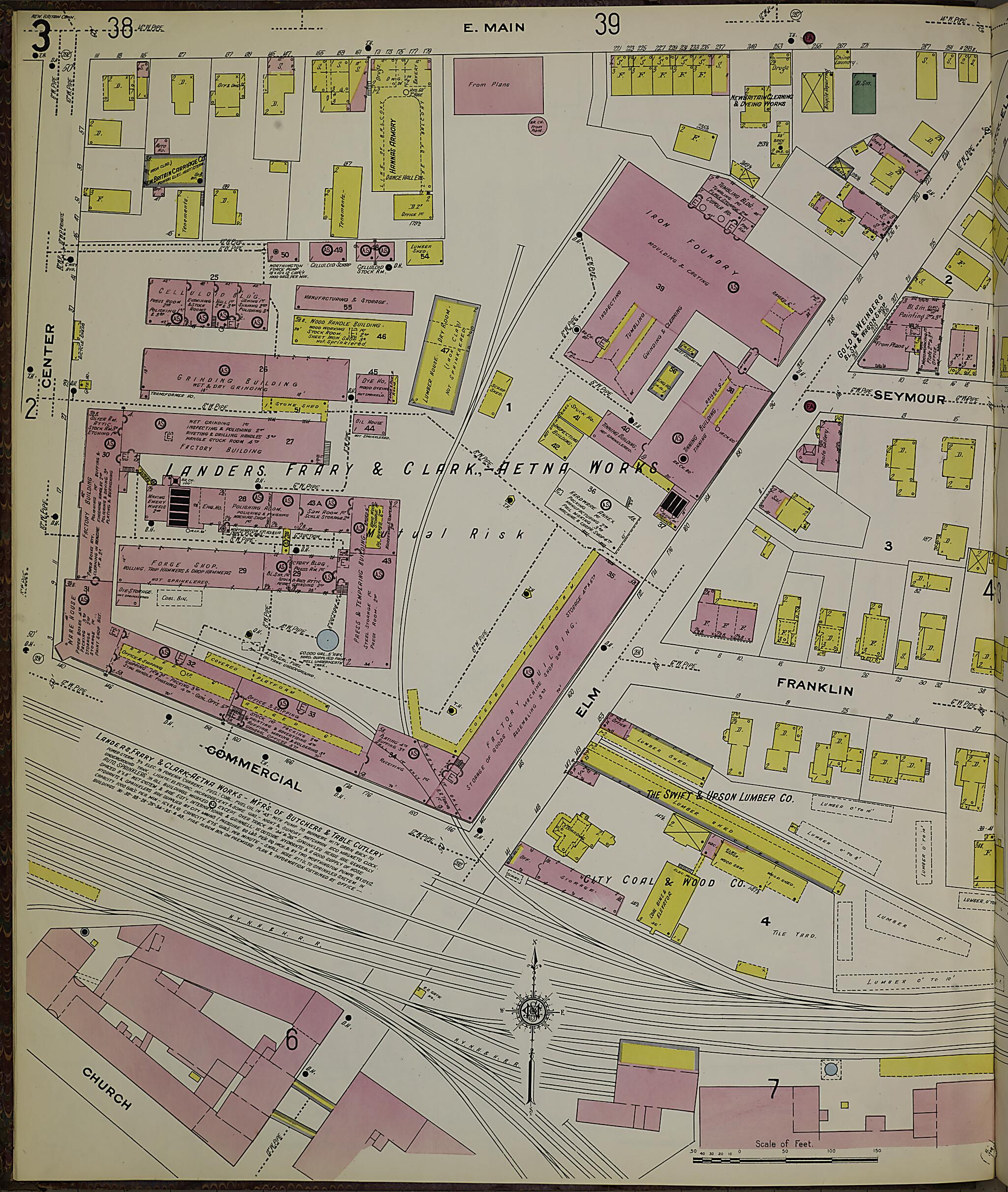 This old map of New Britain, Hartford County, Connecticut was created by Sanborn Map Company in 1909