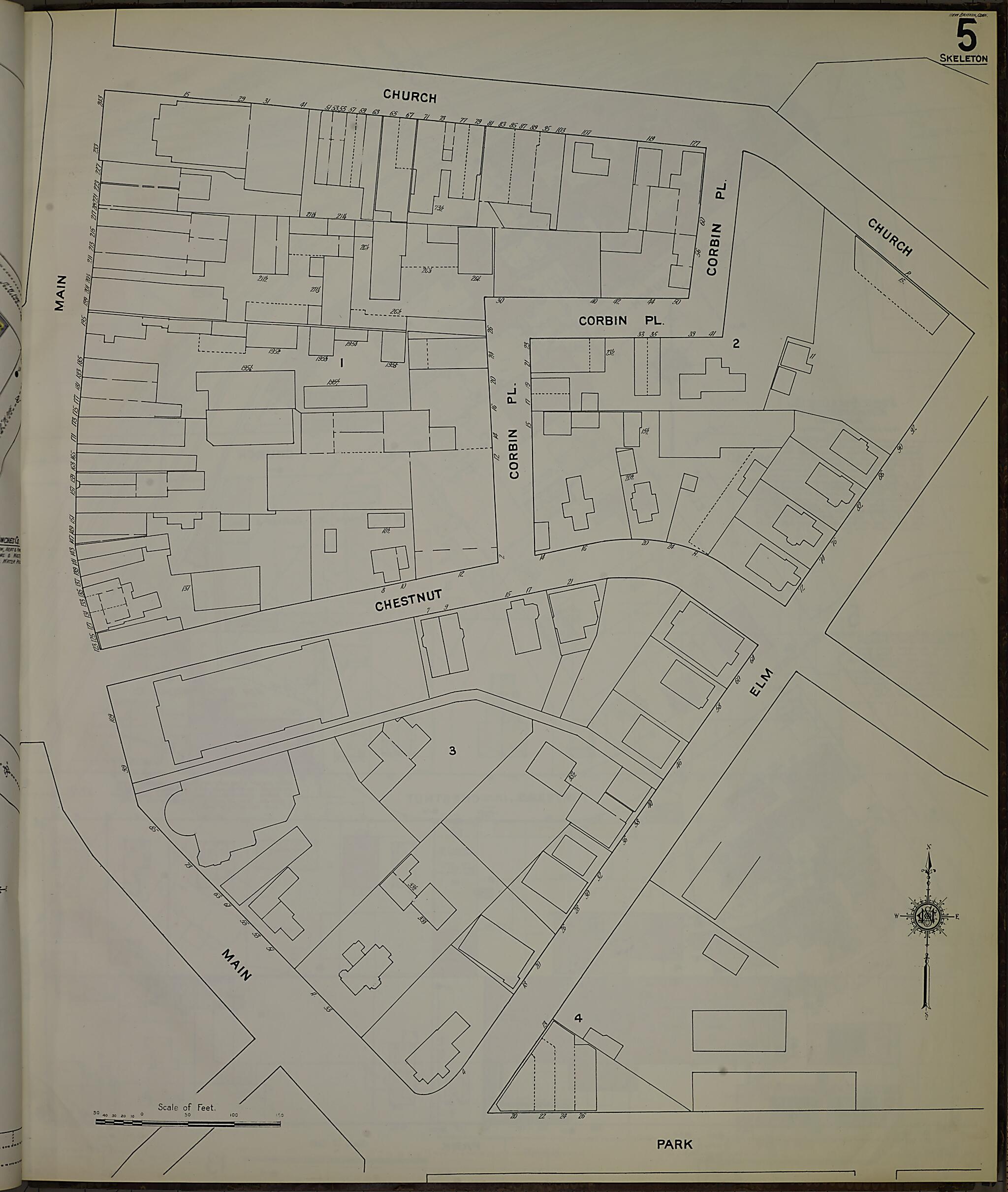 This old map of New Britain, Hartford County, Connecticut was created by Sanborn Map Company in 1909