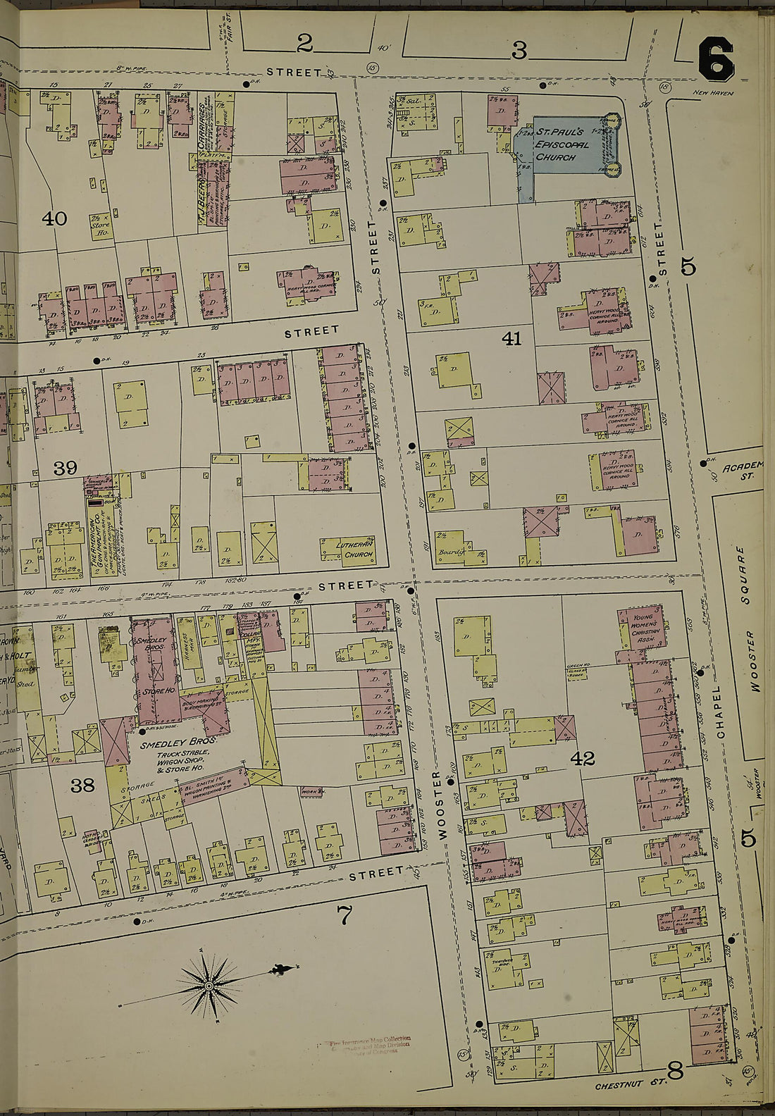 This old map of New Haven, New Haven County, Connecticut was created by Sanborn Map Company in 1886