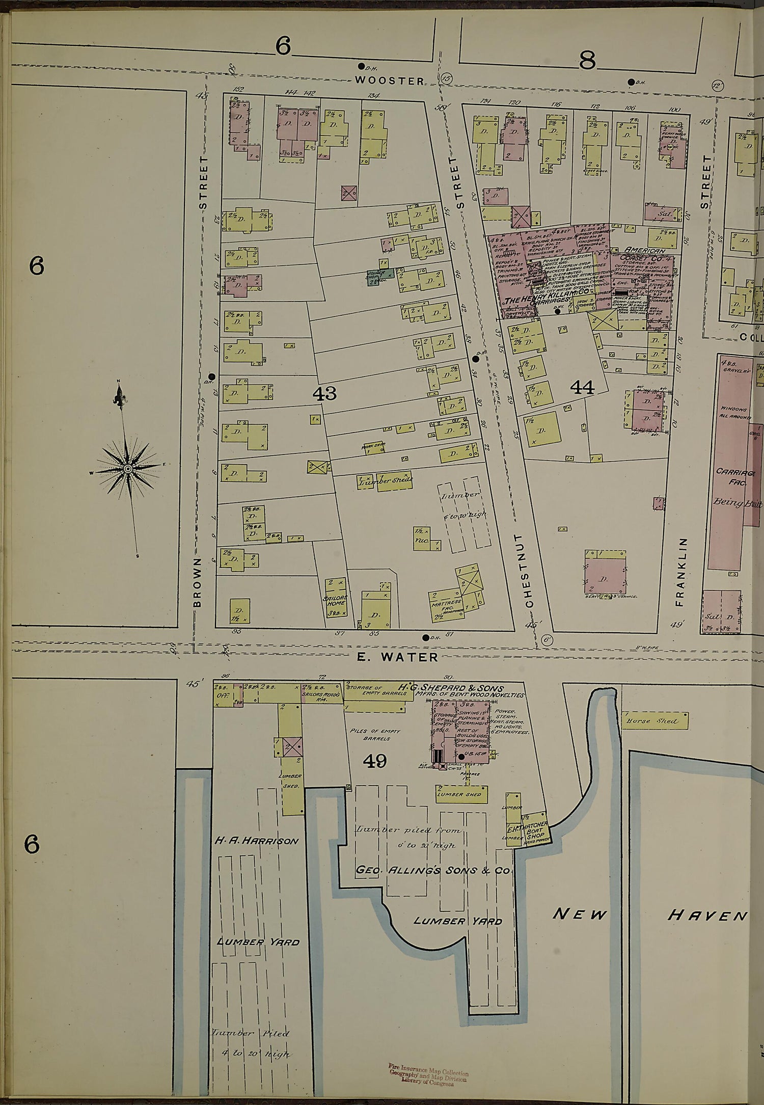 This old map of New Haven, New Haven County, Connecticut was created by Sanborn Map Company in 1886