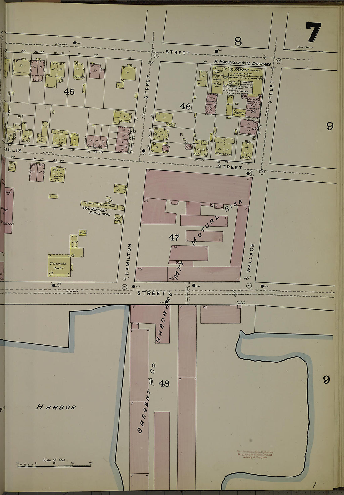 This old map of New Haven, New Haven County, Connecticut was created by Sanborn Map Company in 1886