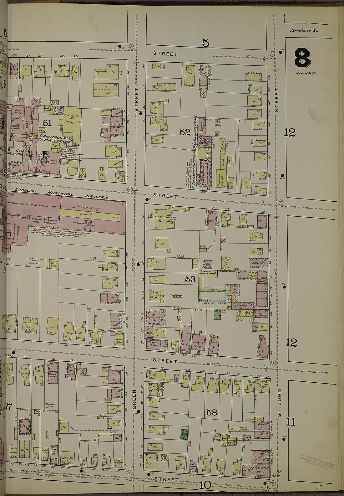 This old map of New Haven, New Haven County, Connecticut was created by Sanborn Map Company in 1886