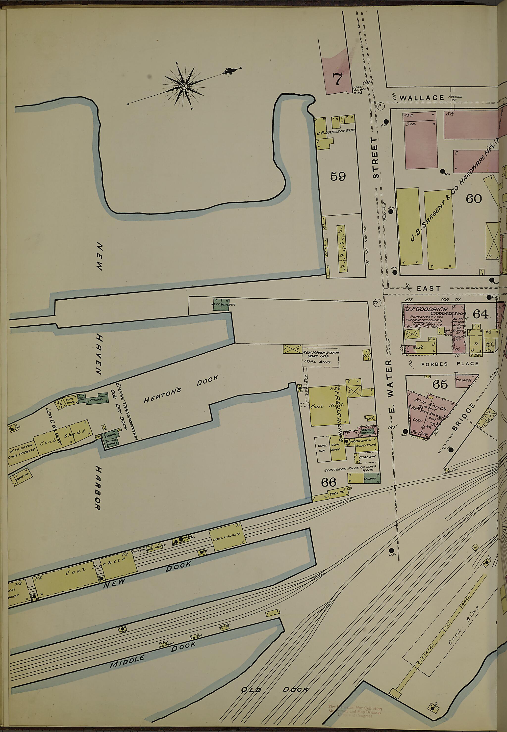 This old map of New Haven, New Haven County, Connecticut was created by Sanborn Map Company in 1886