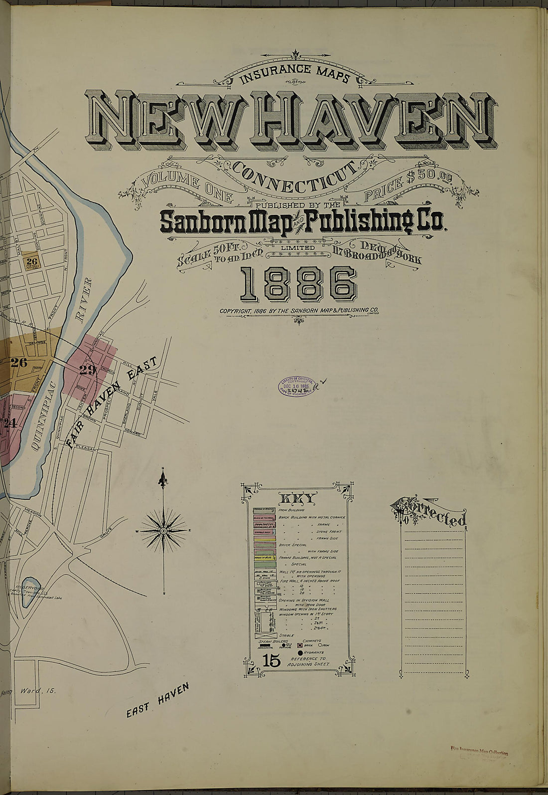 This old map of New Haven, New Haven County, Connecticut was created by Sanborn Map Company in 1886