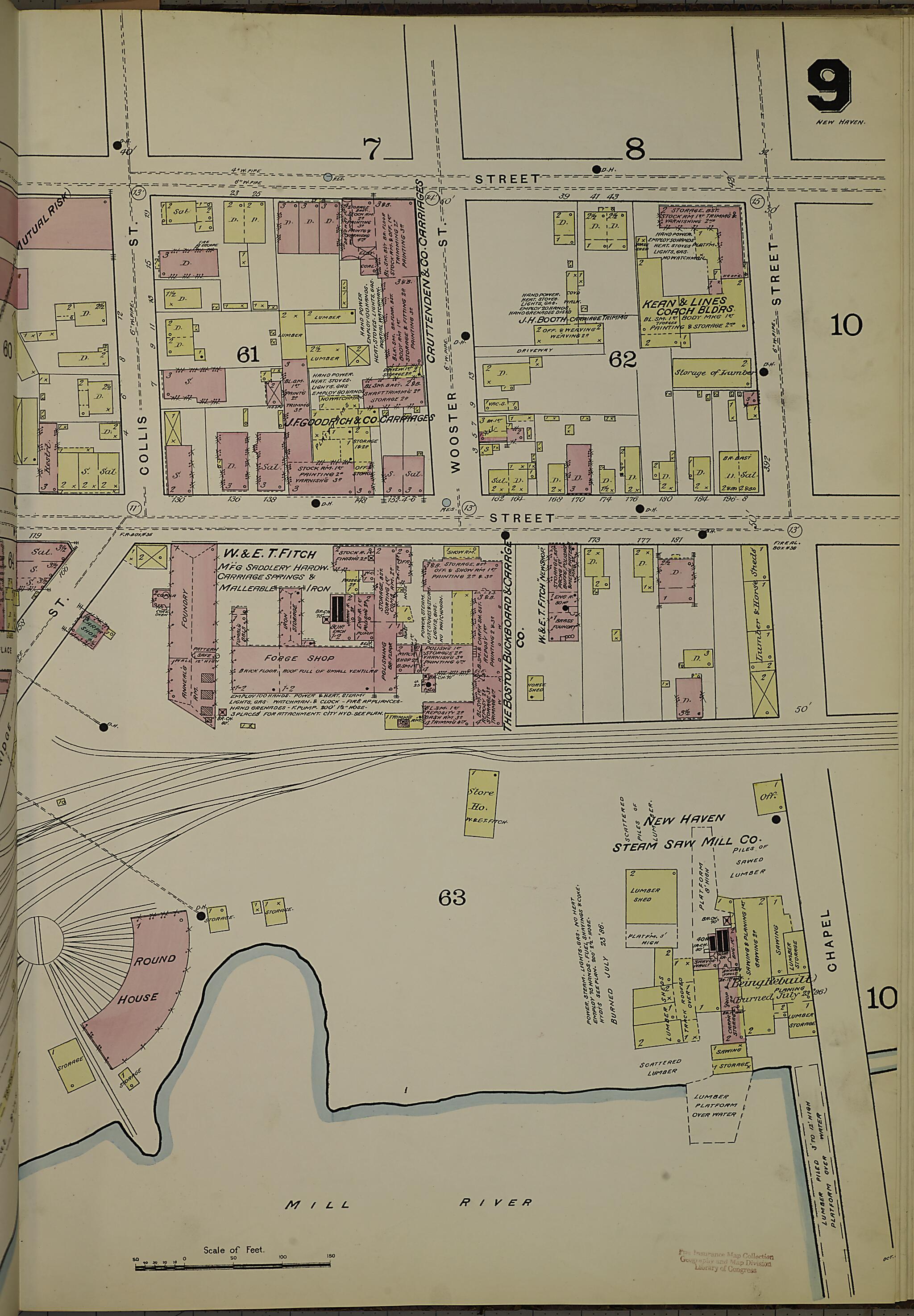 This old map of New Haven, New Haven County, Connecticut was created by Sanborn Map Company in 1886