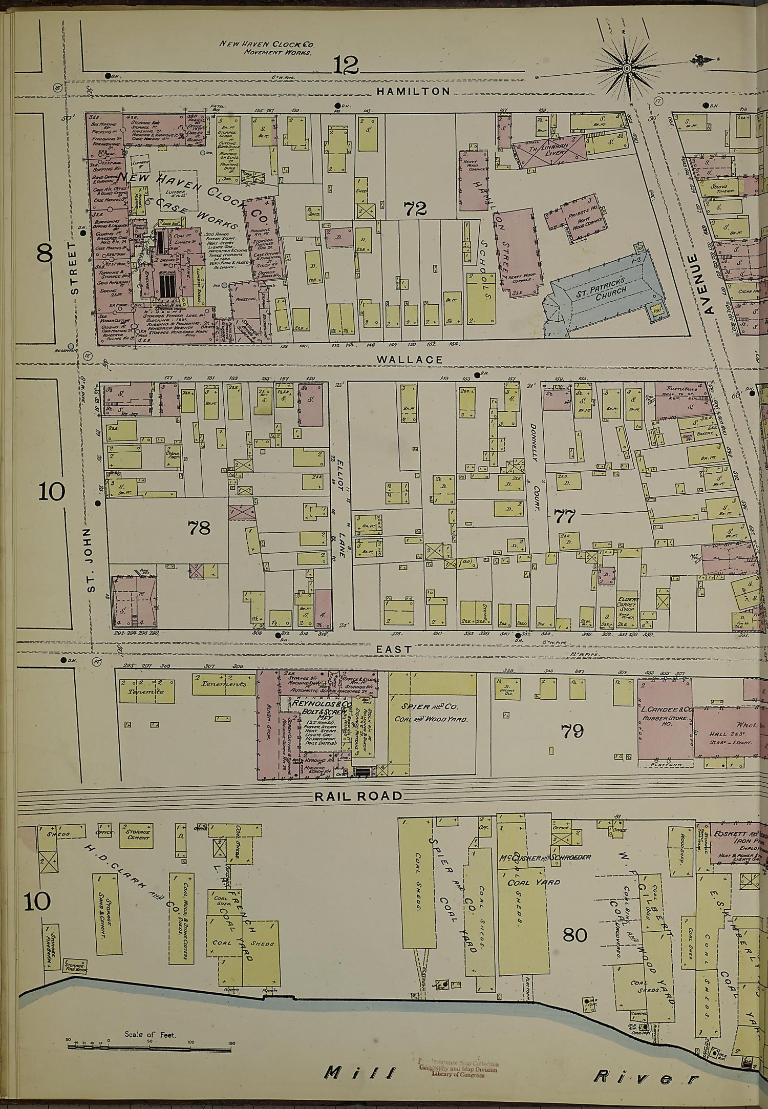 This old map of New Haven, New Haven County, Connecticut was created by Sanborn Map Company in 1886