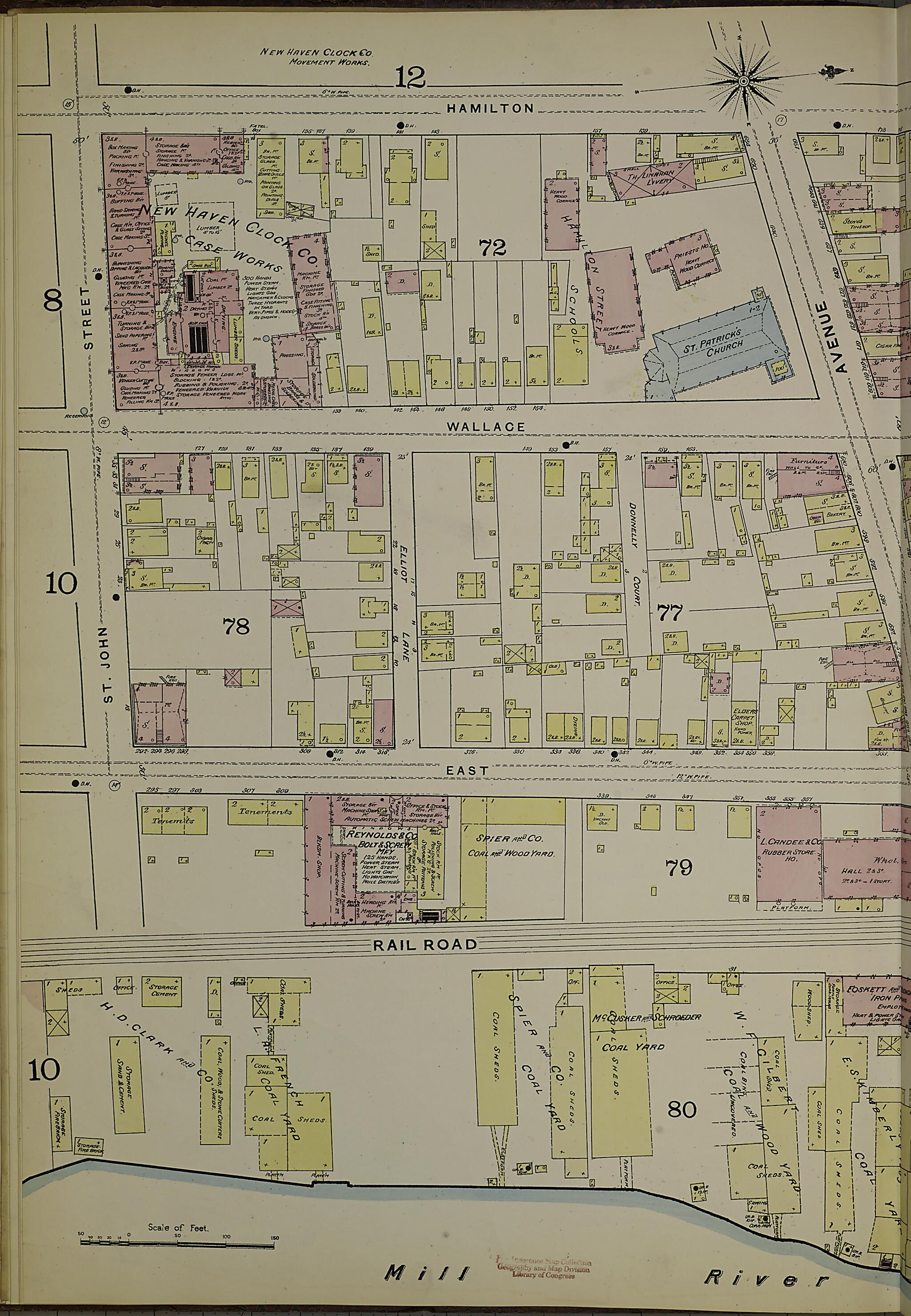 This old map of New Haven, New Haven County, Connecticut was created by Sanborn Map Company in 1886