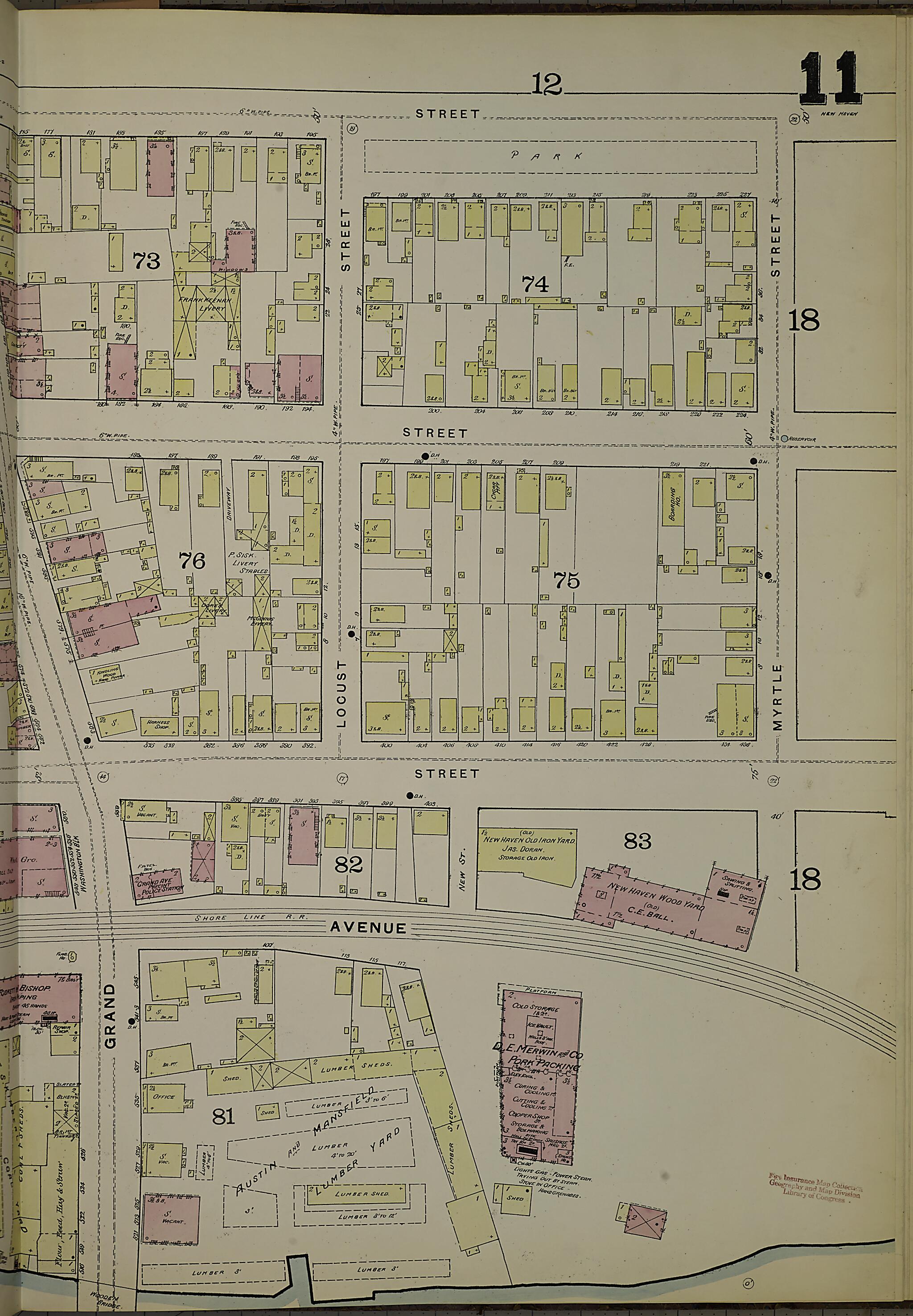 This old map of New Haven, New Haven County, Connecticut was created by Sanborn Map Company in 1886