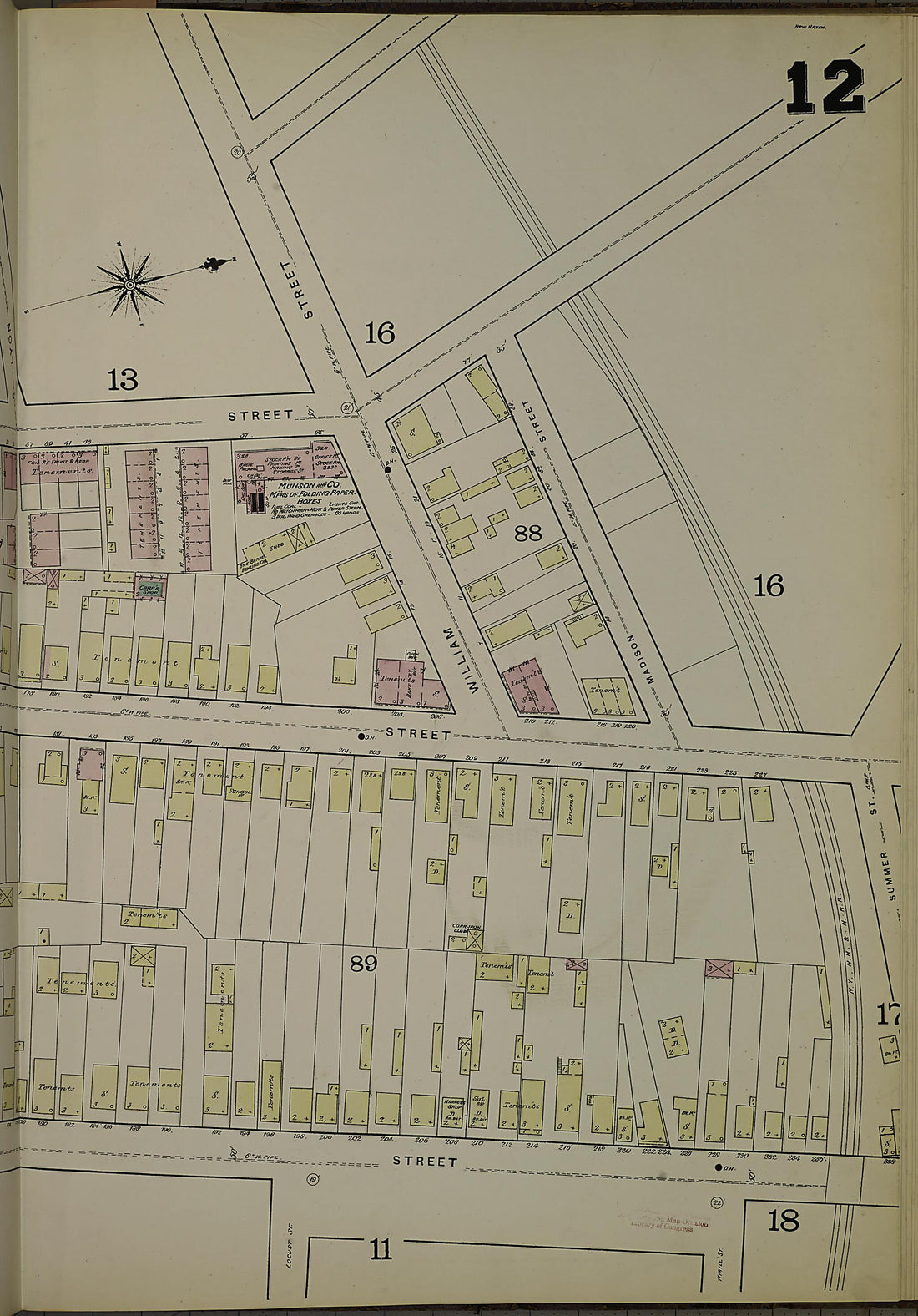 This old map of New Haven, New Haven County, Connecticut was created by Sanborn Map Company in 1886