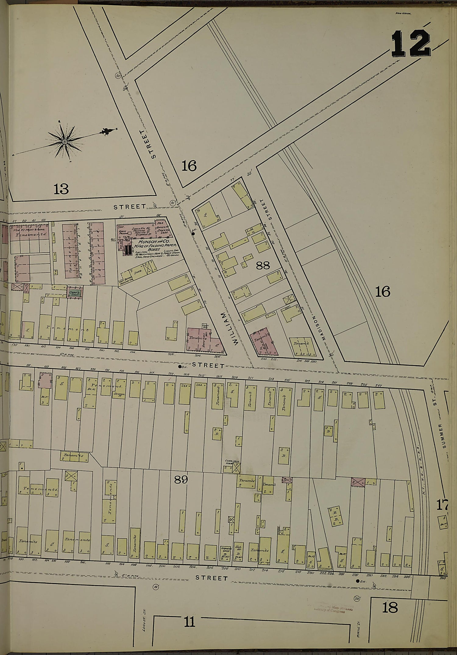 This old map of New Haven, New Haven County, Connecticut was created by Sanborn Map Company in 1886