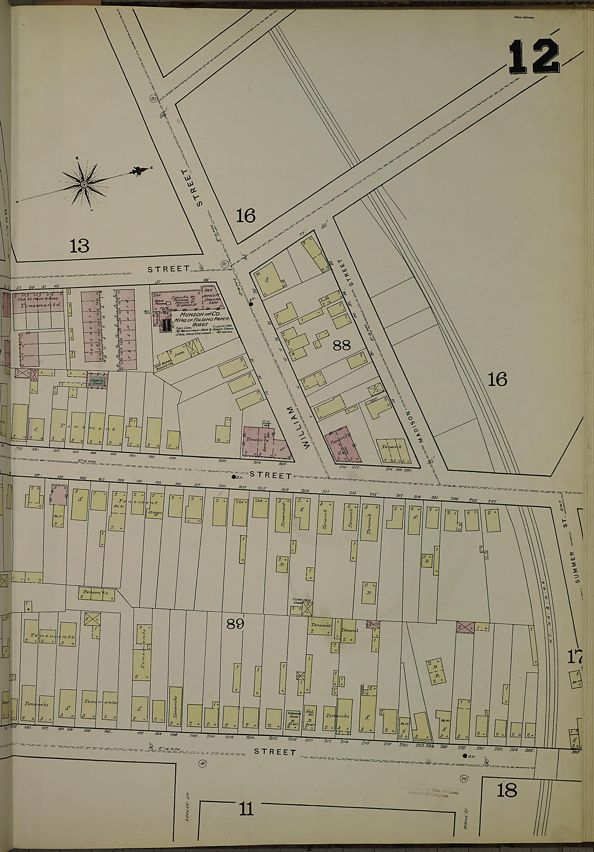 This old map of New Haven, New Haven County, Connecticut was created by Sanborn Map Company in 1886