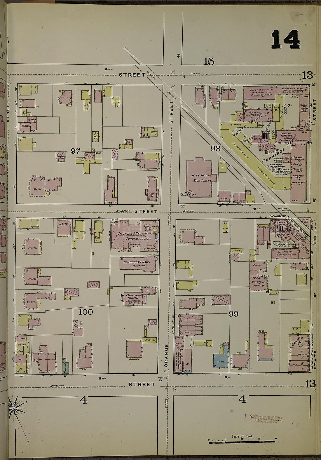 This old map of New Haven, New Haven County, Connecticut was created by Sanborn Map Company in 1886