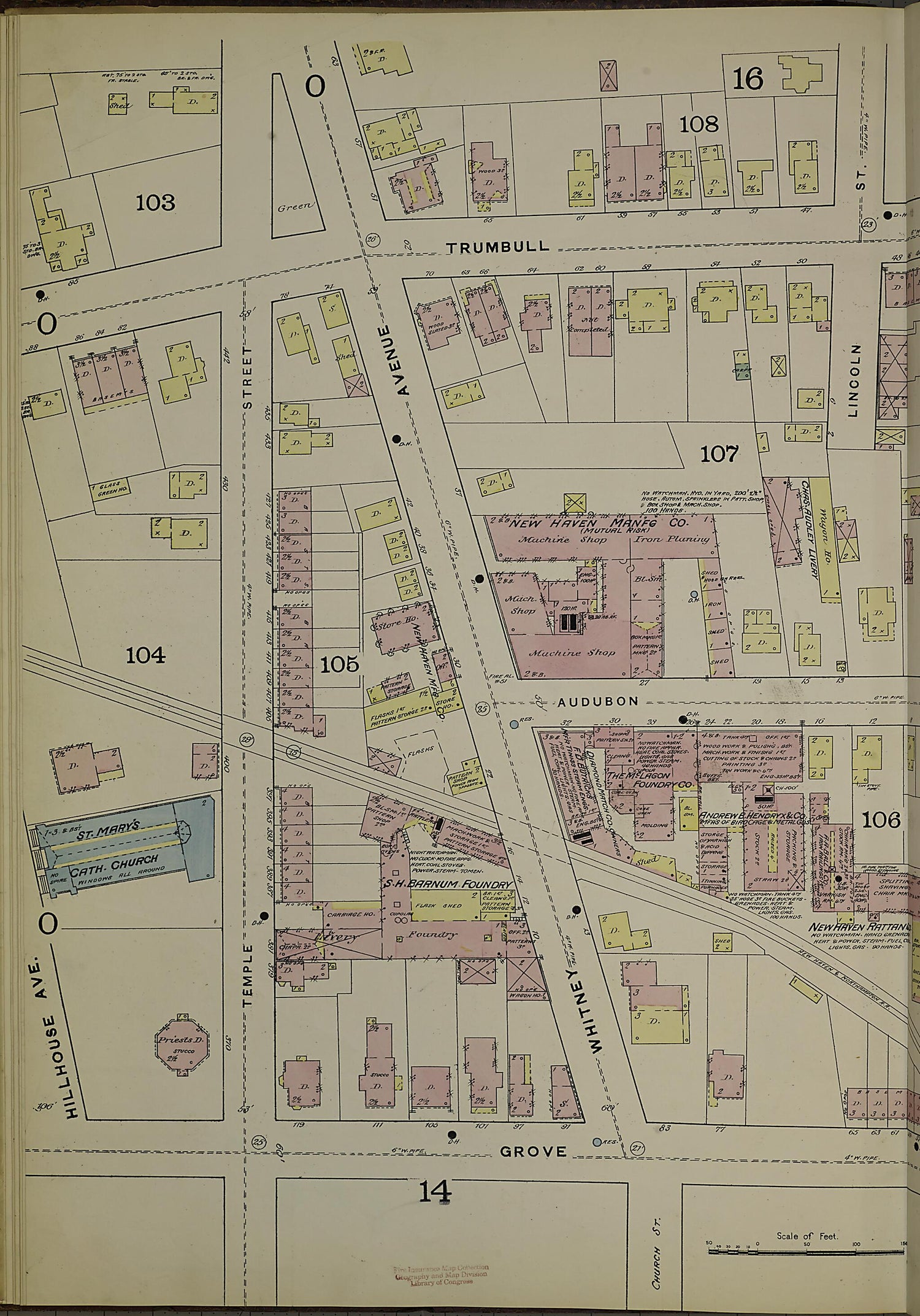 This old map of New Haven, New Haven County, Connecticut was created by Sanborn Map Company in 1886