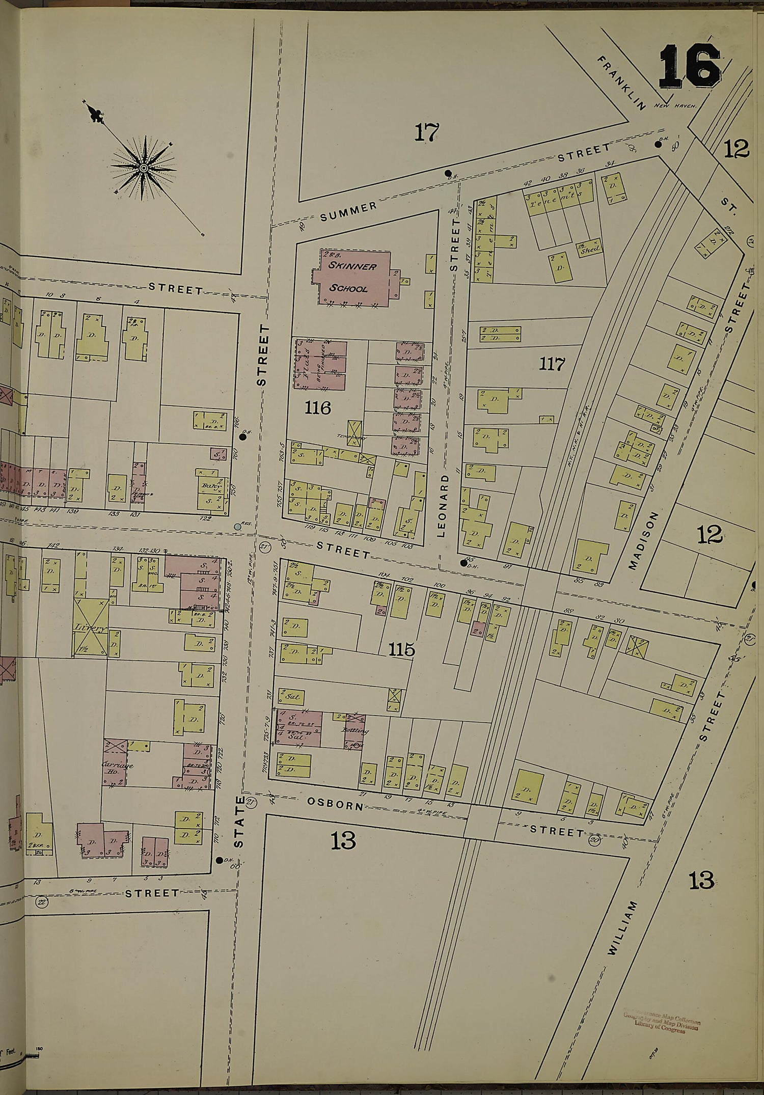 This old map of New Haven, New Haven County, Connecticut was created by Sanborn Map Company in 1886