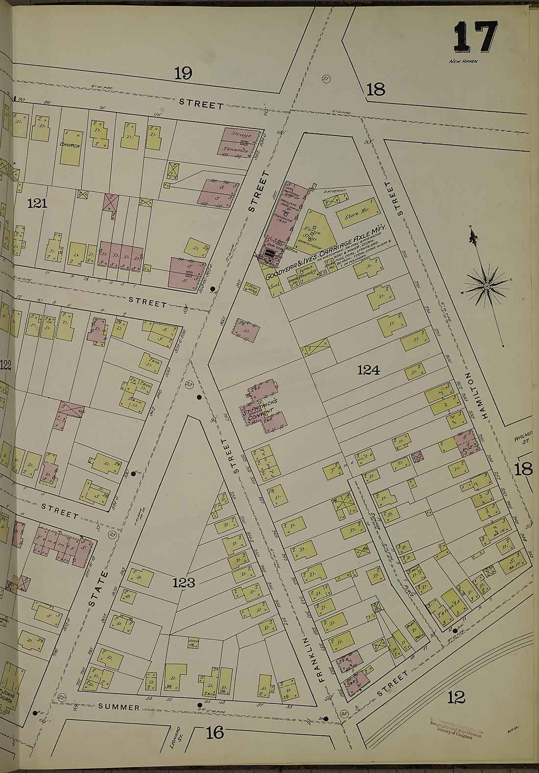 This old map of New Haven, New Haven County, Connecticut was created by Sanborn Map Company in 1886