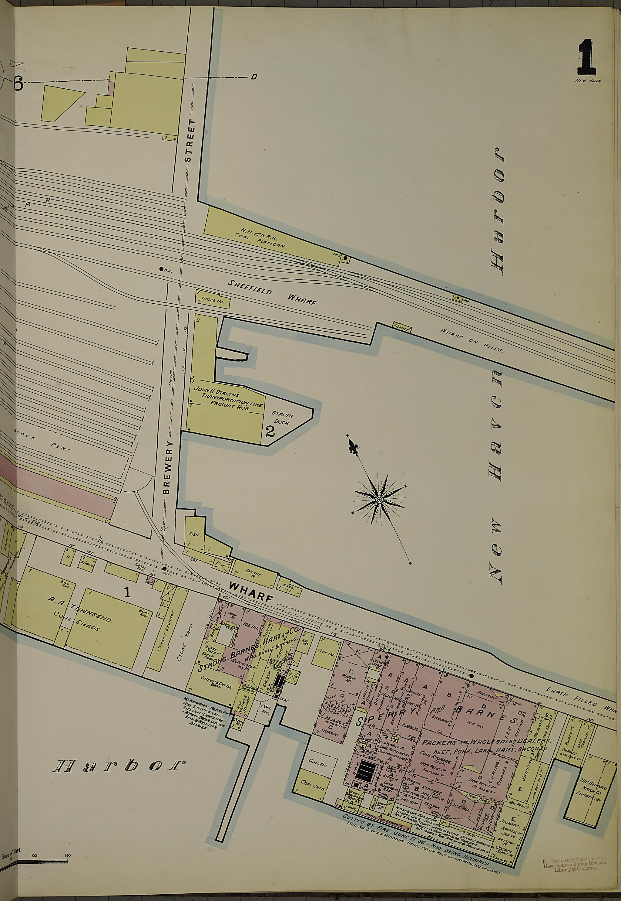 This old map of New Haven, New Haven County, Connecticut was created by Sanborn Map Company in 1886