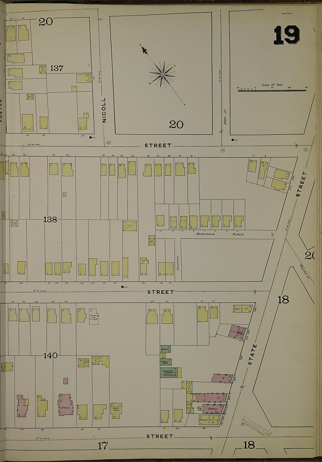 This old map of New Haven, New Haven County, Connecticut was created by Sanborn Map Company in 1886