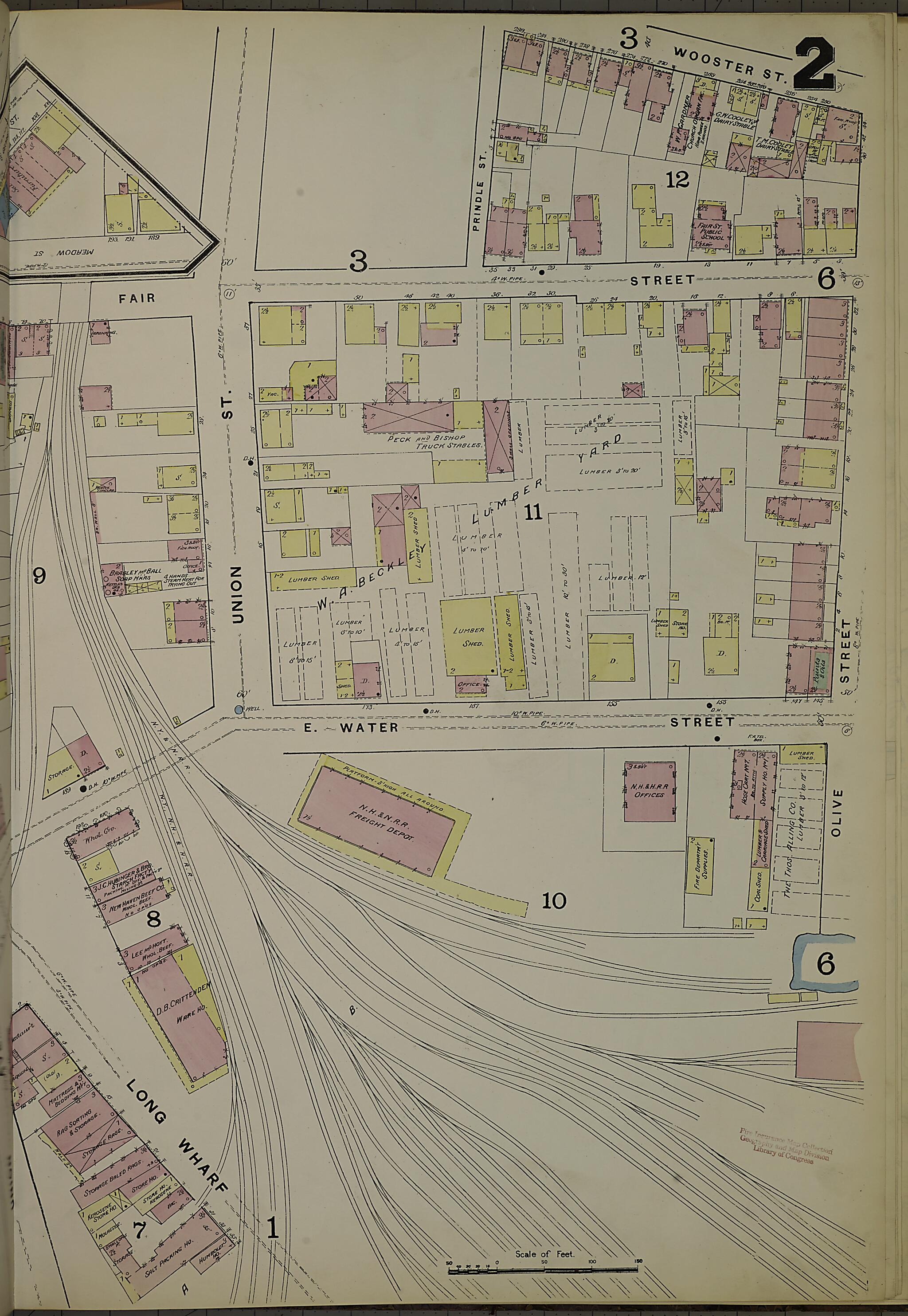 This old map of New Haven, New Haven County, Connecticut was created by Sanborn Map Company in 1886