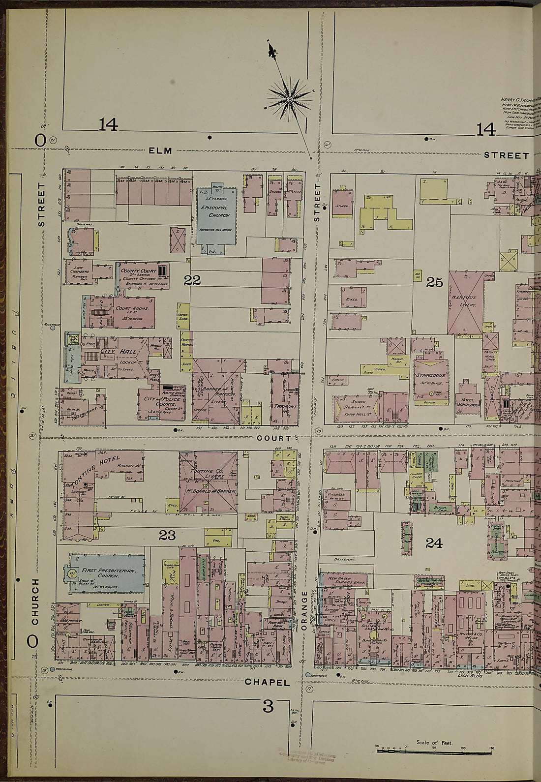 This old map of New Haven, New Haven County, Connecticut was created by Sanborn Map Company in 1886