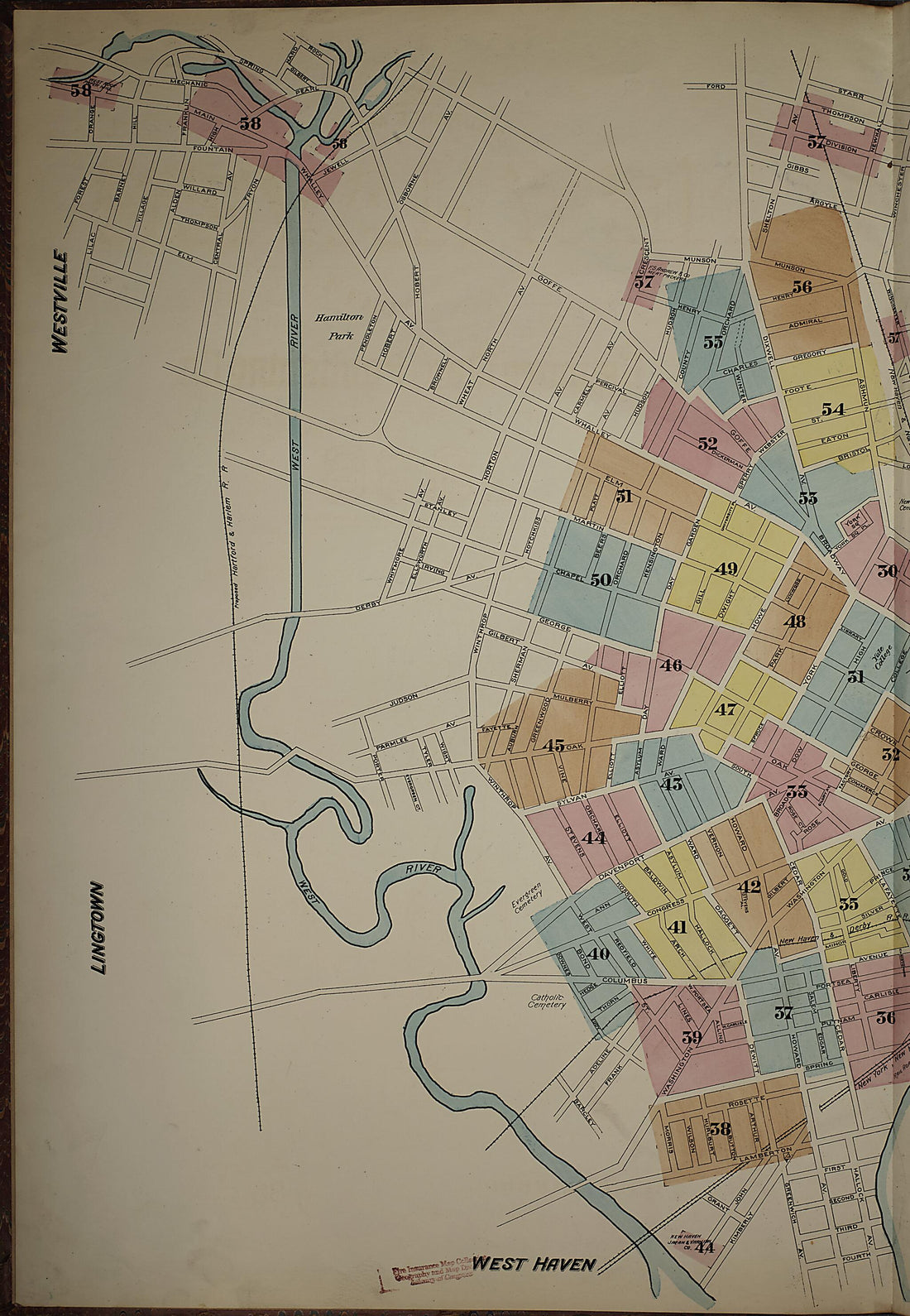 This old map of New Haven, New Haven County, Connecticut was created by Sanborn Map Company in 1886