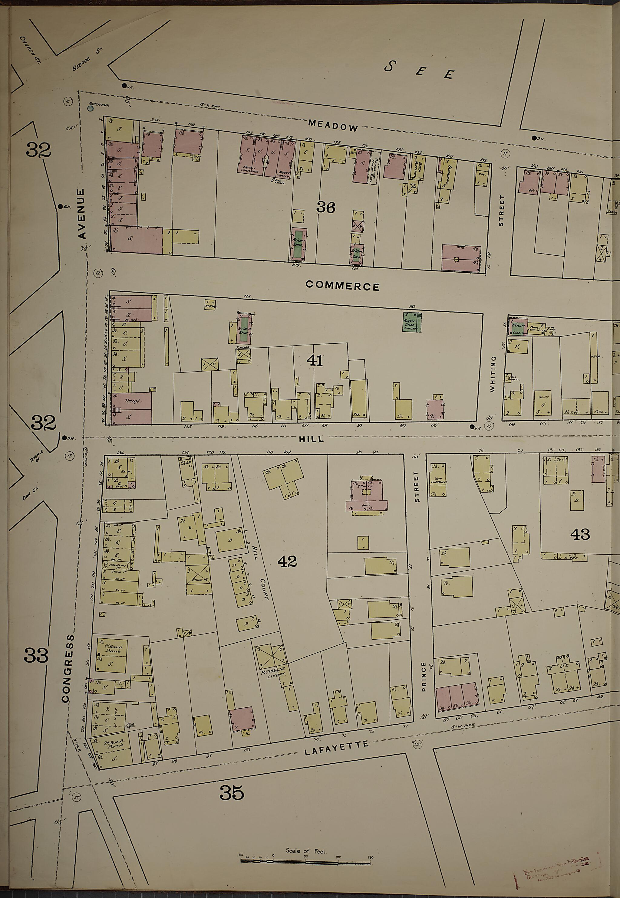 This old map of New Haven, New Haven County, Connecticut was created by Sanborn Map Company in 1886