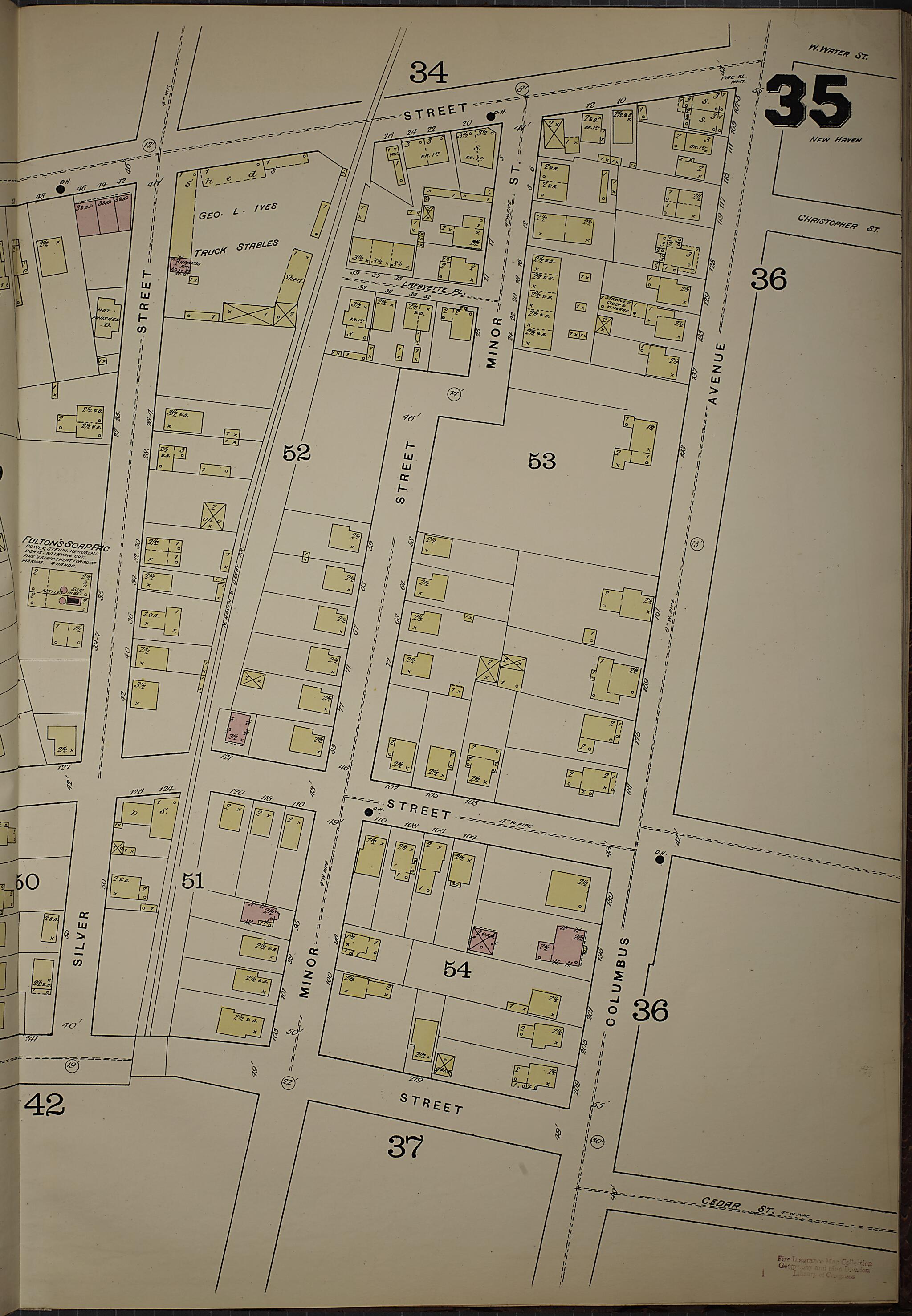 This old map of New Haven, New Haven County, Connecticut was created by Sanborn Map Company in 1886