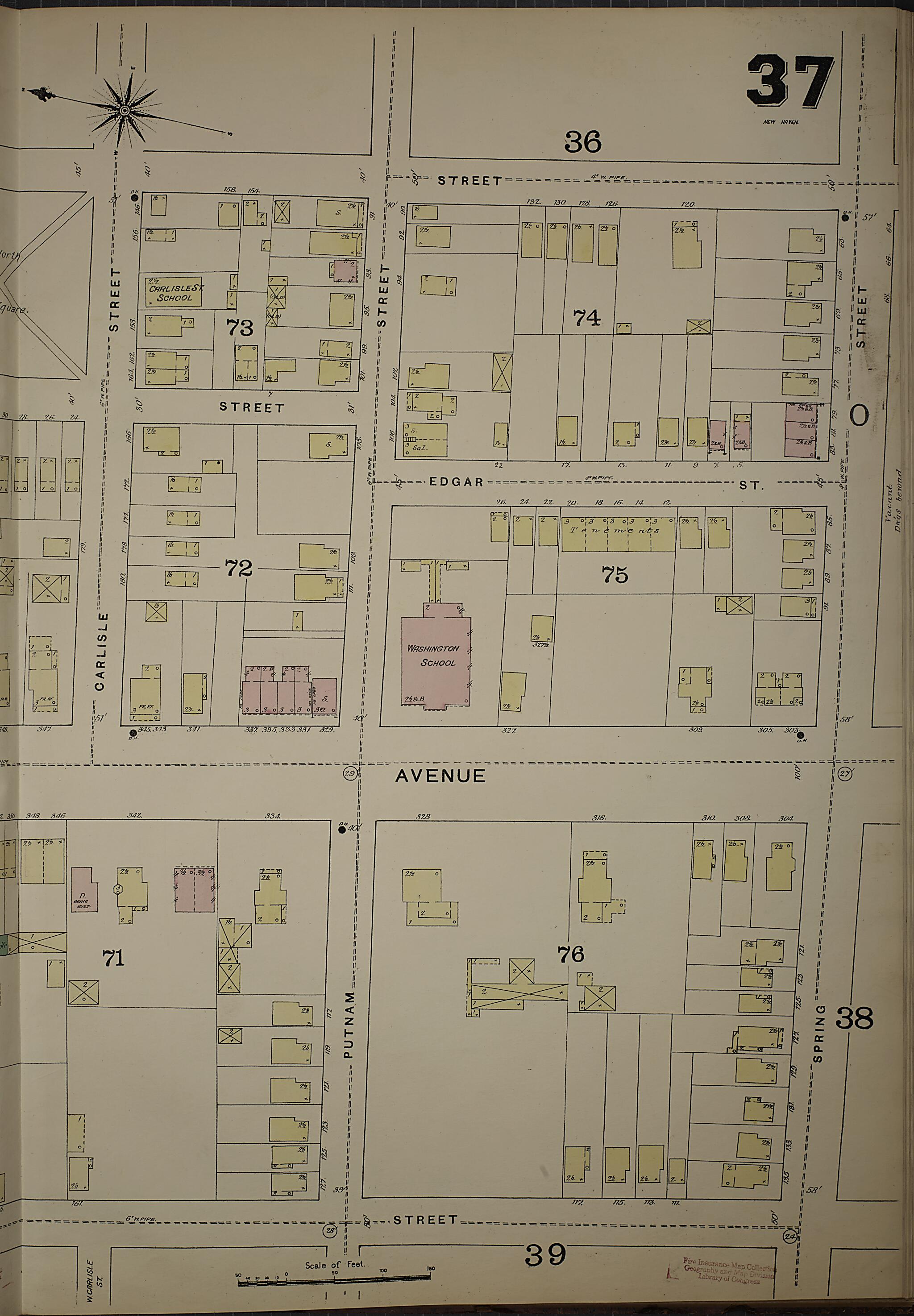 This old map of New Haven, New Haven County, Connecticut was created by Sanborn Map Company in 1886