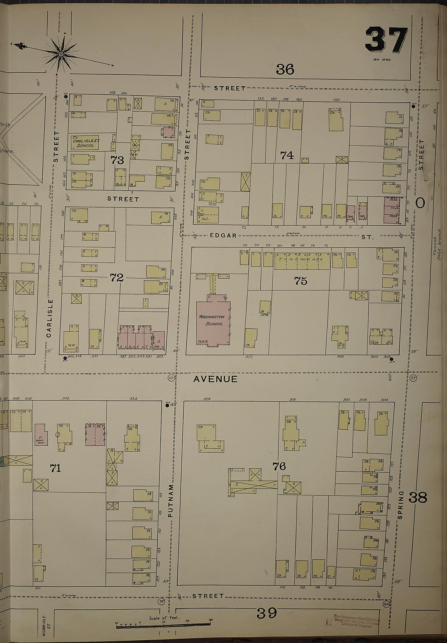 This old map of New Haven, New Haven County, Connecticut was created by Sanborn Map Company in 1886