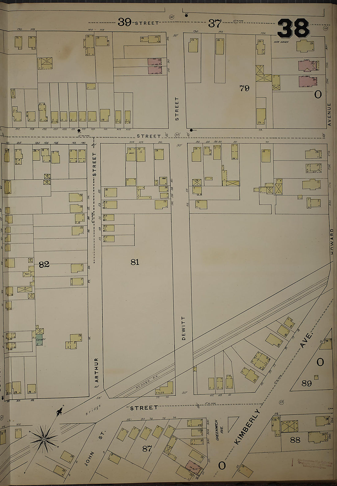 This old map of New Haven, New Haven County, Connecticut was created by Sanborn Map Company in 1886