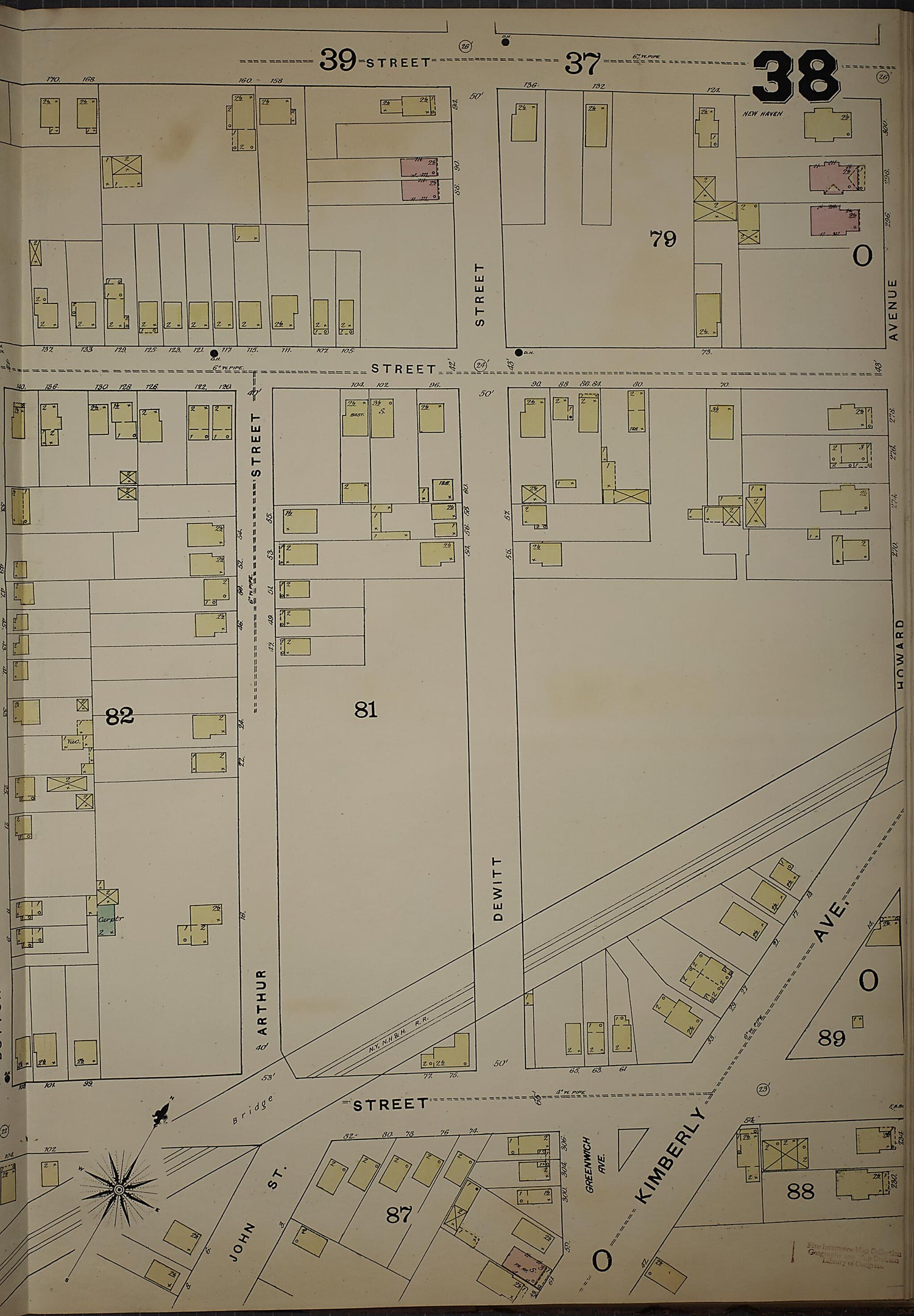 This old map of New Haven, New Haven County, Connecticut was created by Sanborn Map Company in 1886