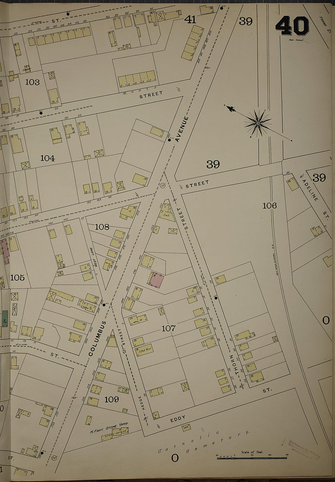 This old map of New Haven, New Haven County, Connecticut was created by Sanborn Map Company in 1886