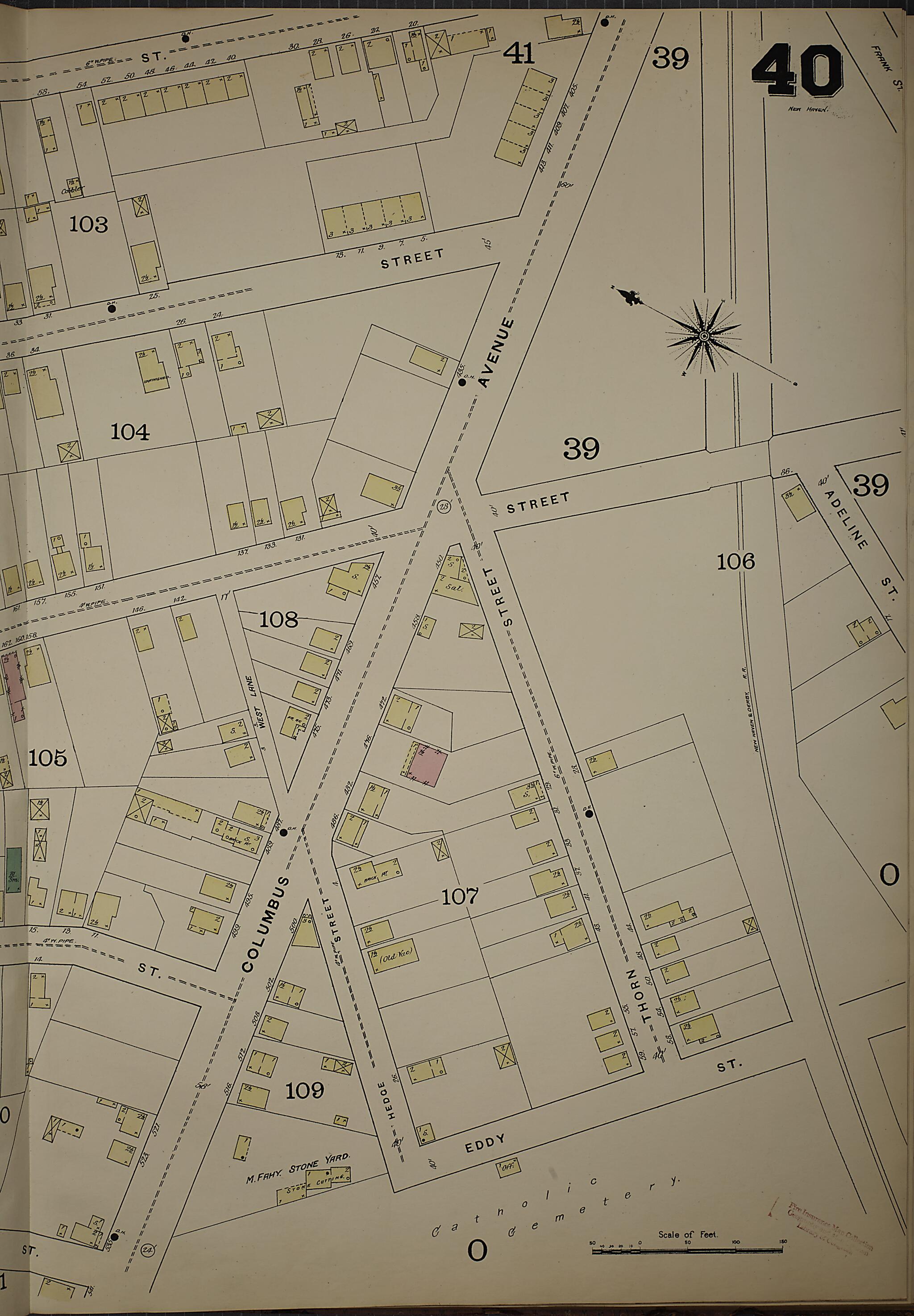 This old map of New Haven, New Haven County, Connecticut was created by Sanborn Map Company in 1886