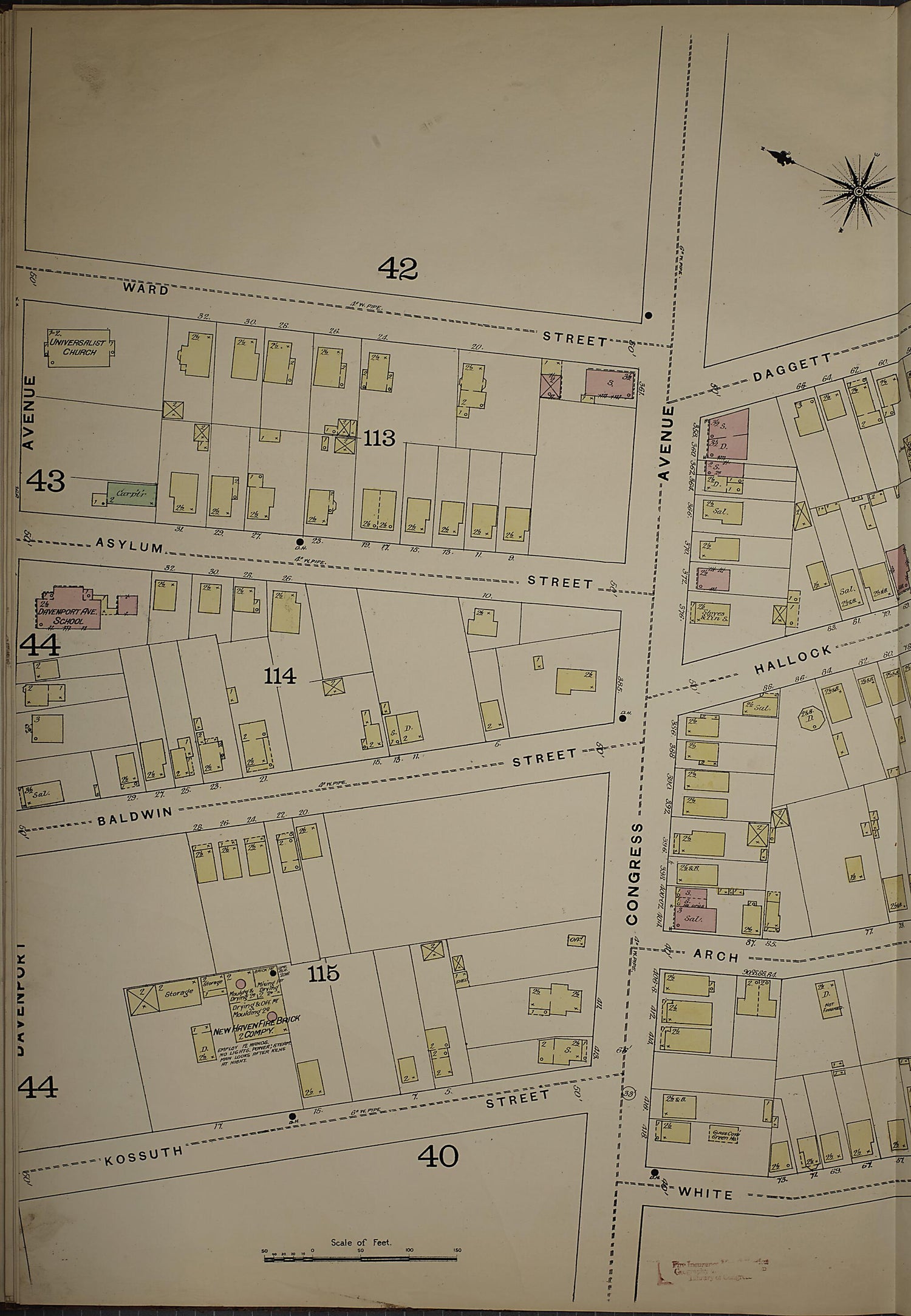 This old map of New Haven, New Haven County, Connecticut was created by Sanborn Map Company in 1886