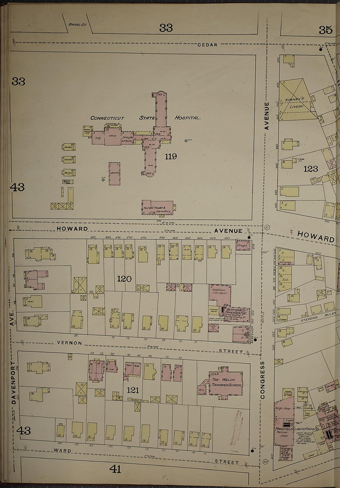 This old map of New Haven, New Haven County, Connecticut was created by Sanborn Map Company in 1886