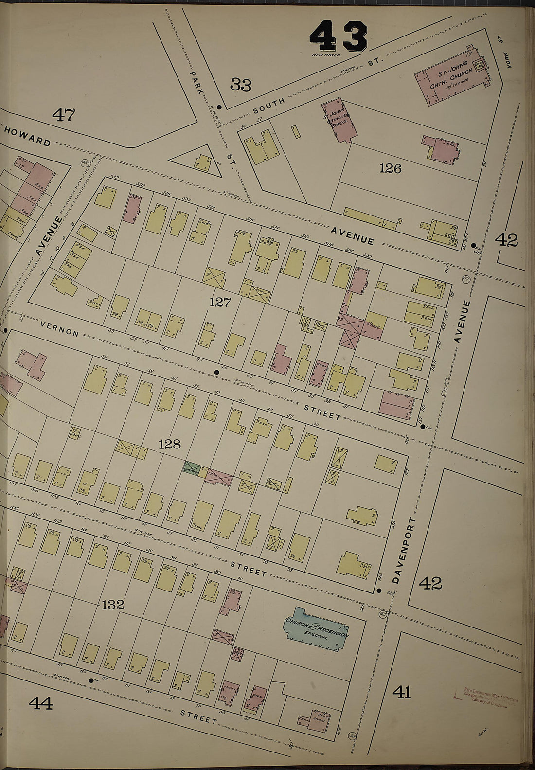 This old map of New Haven, New Haven County, Connecticut was created by Sanborn Map Company in 1886