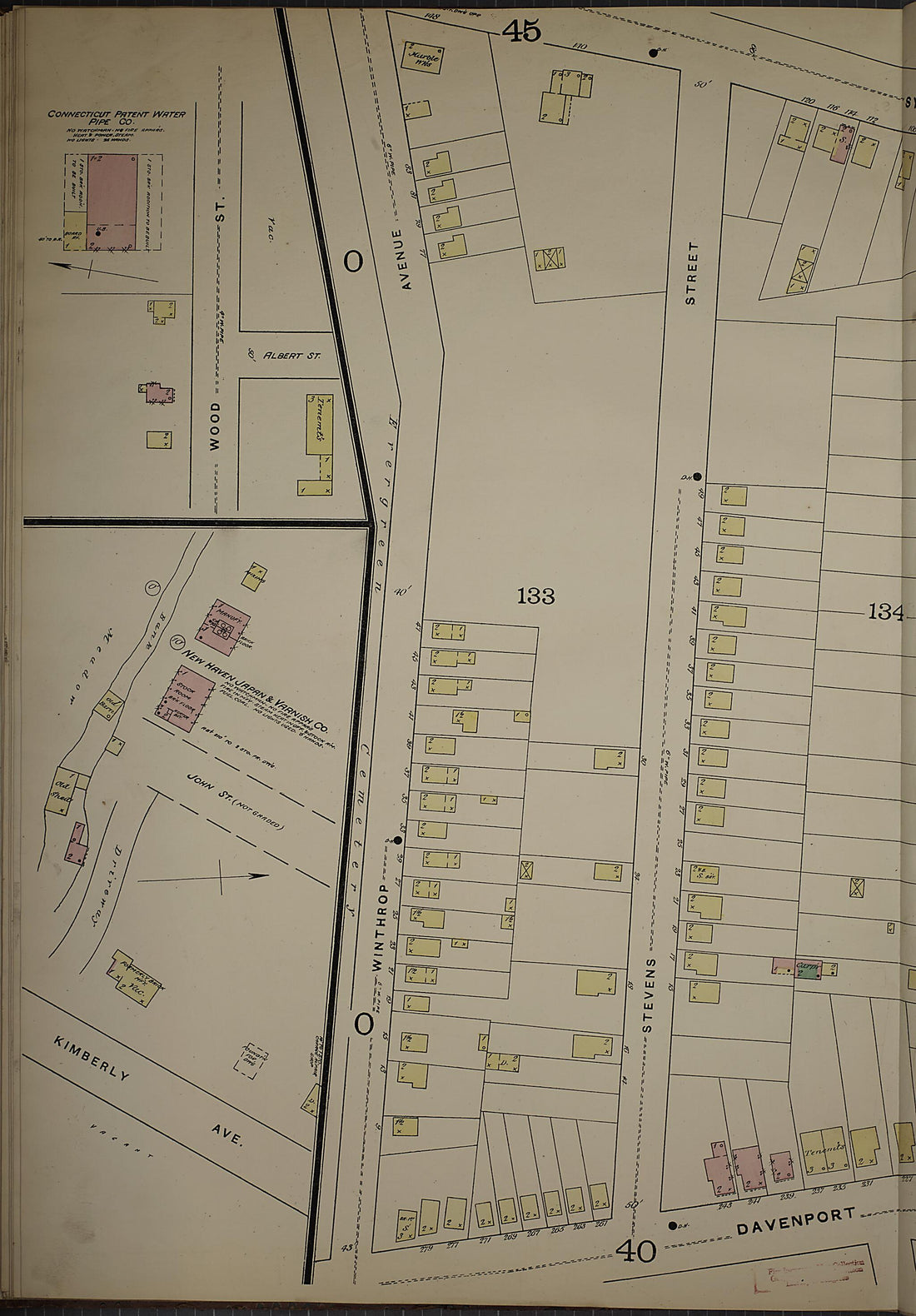 This old map of New Haven, New Haven County, Connecticut was created by Sanborn Map Company in 1886